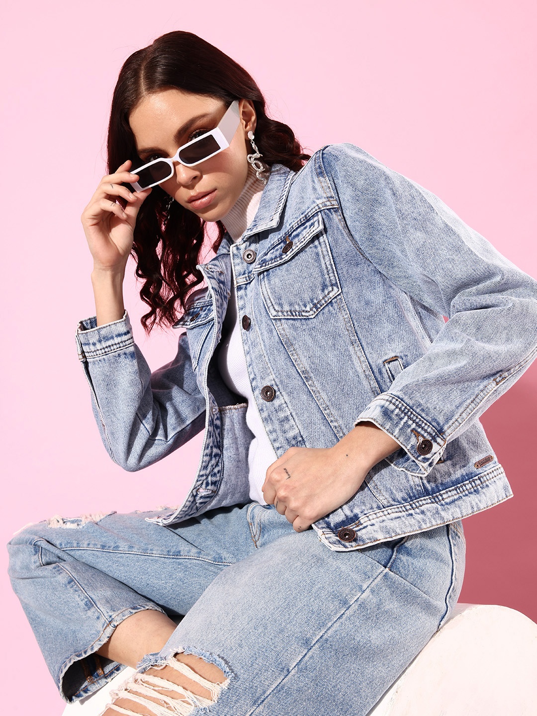 

Roadster Women Blue Washed Denim Jacket