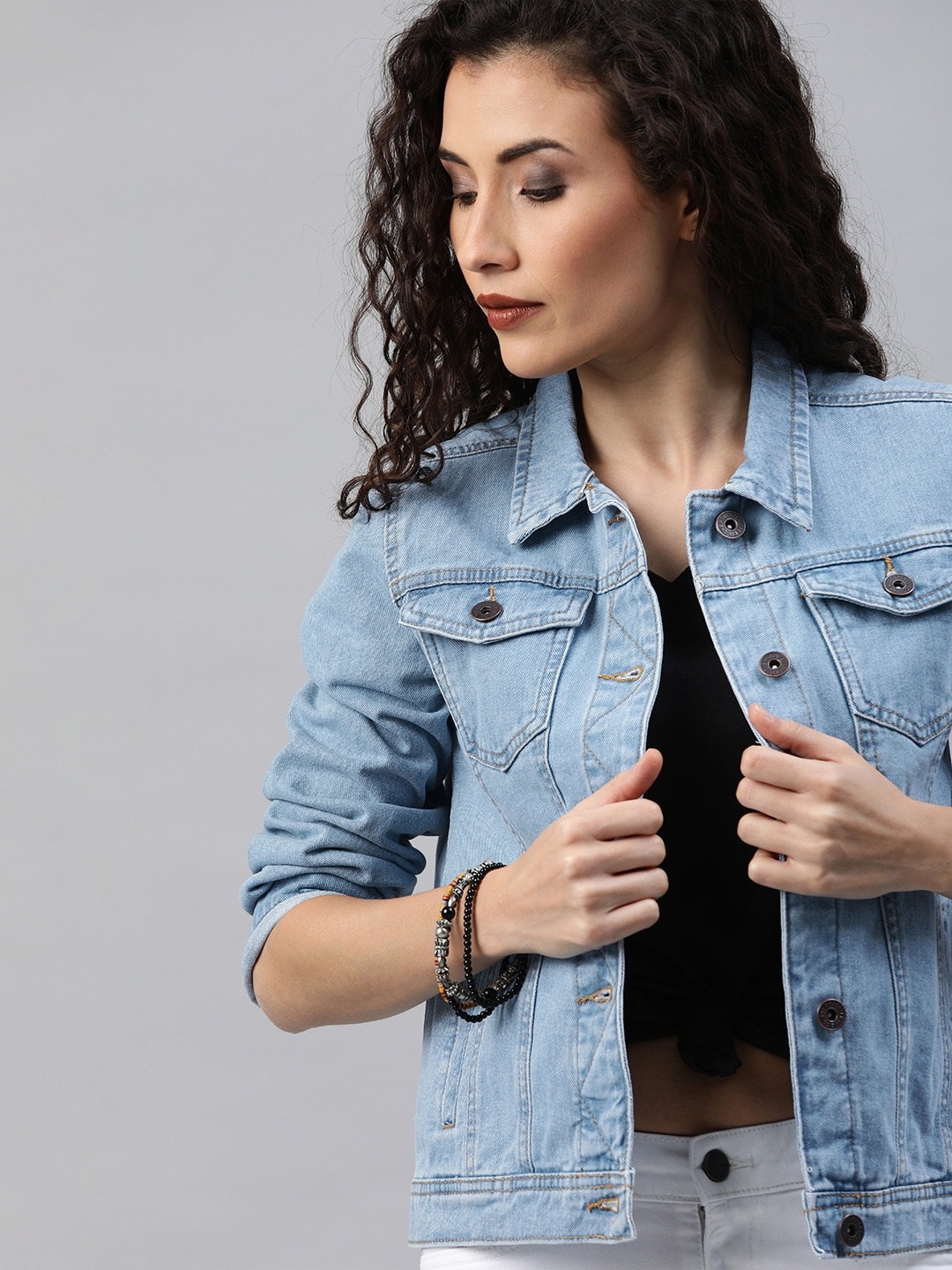 

Roadster Women Blue Washed Denim Jacket