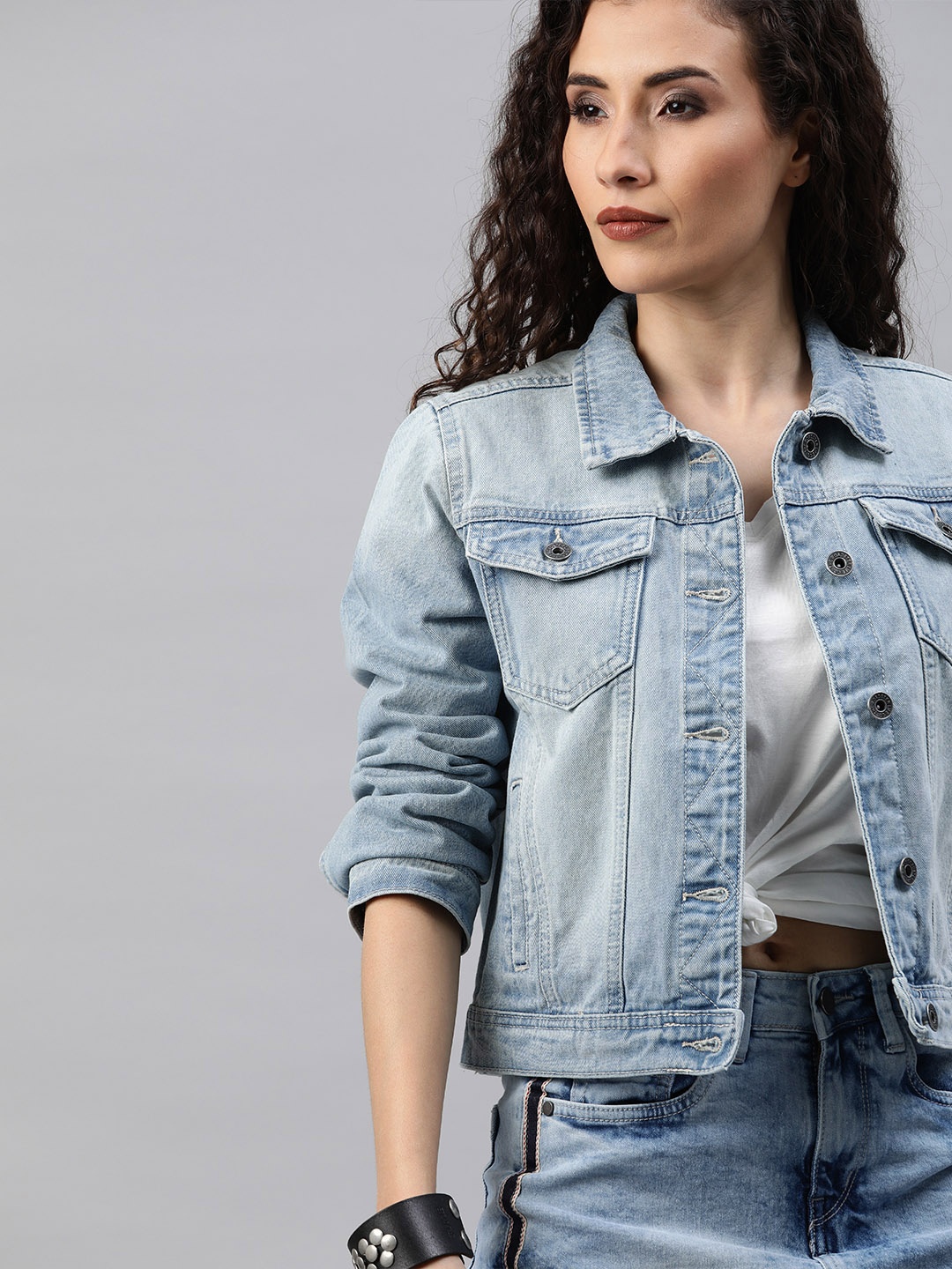 

Roadster Women Blue Washed Denim Jacket