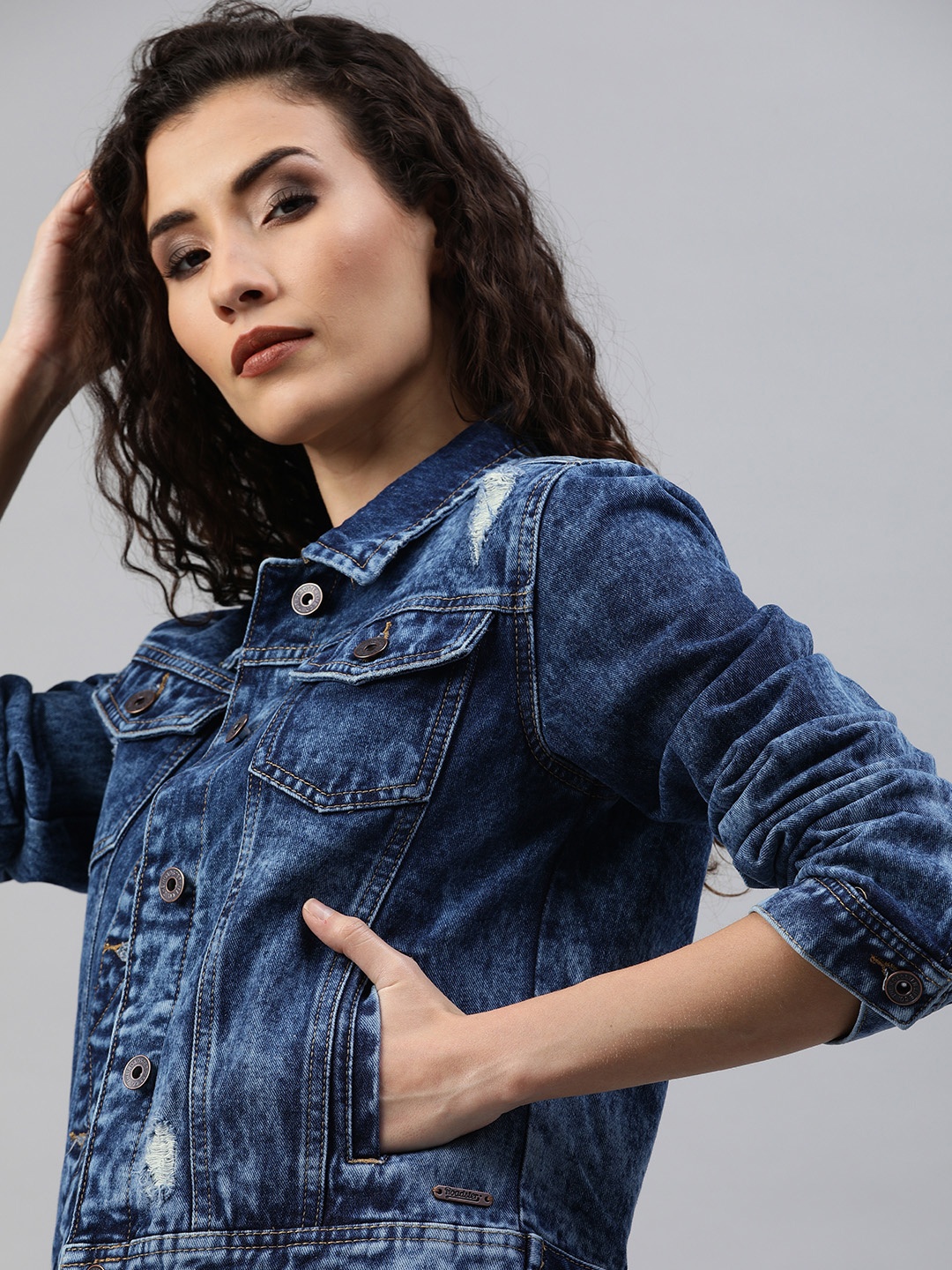 

Roadster Women Blue Washed Denim Jacket