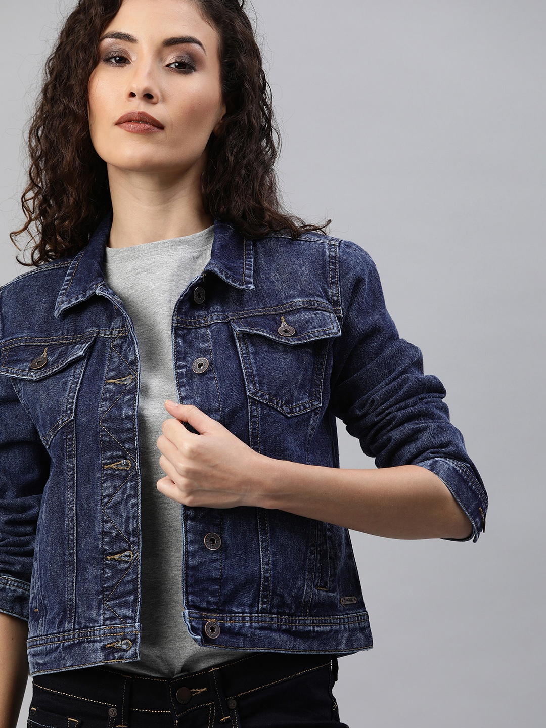 

Roadster Women Blue Washed Denim Jacket