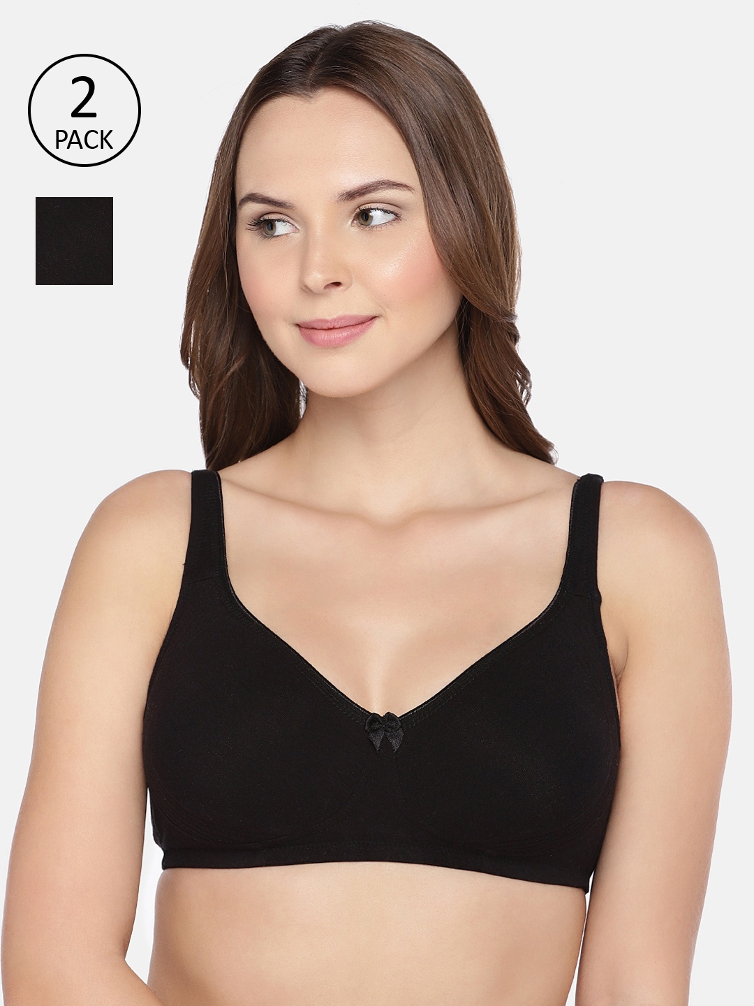 

Inner Sense Antimicrobial Seamless Side Support Bra(Pack of 2) ISBC057, Black