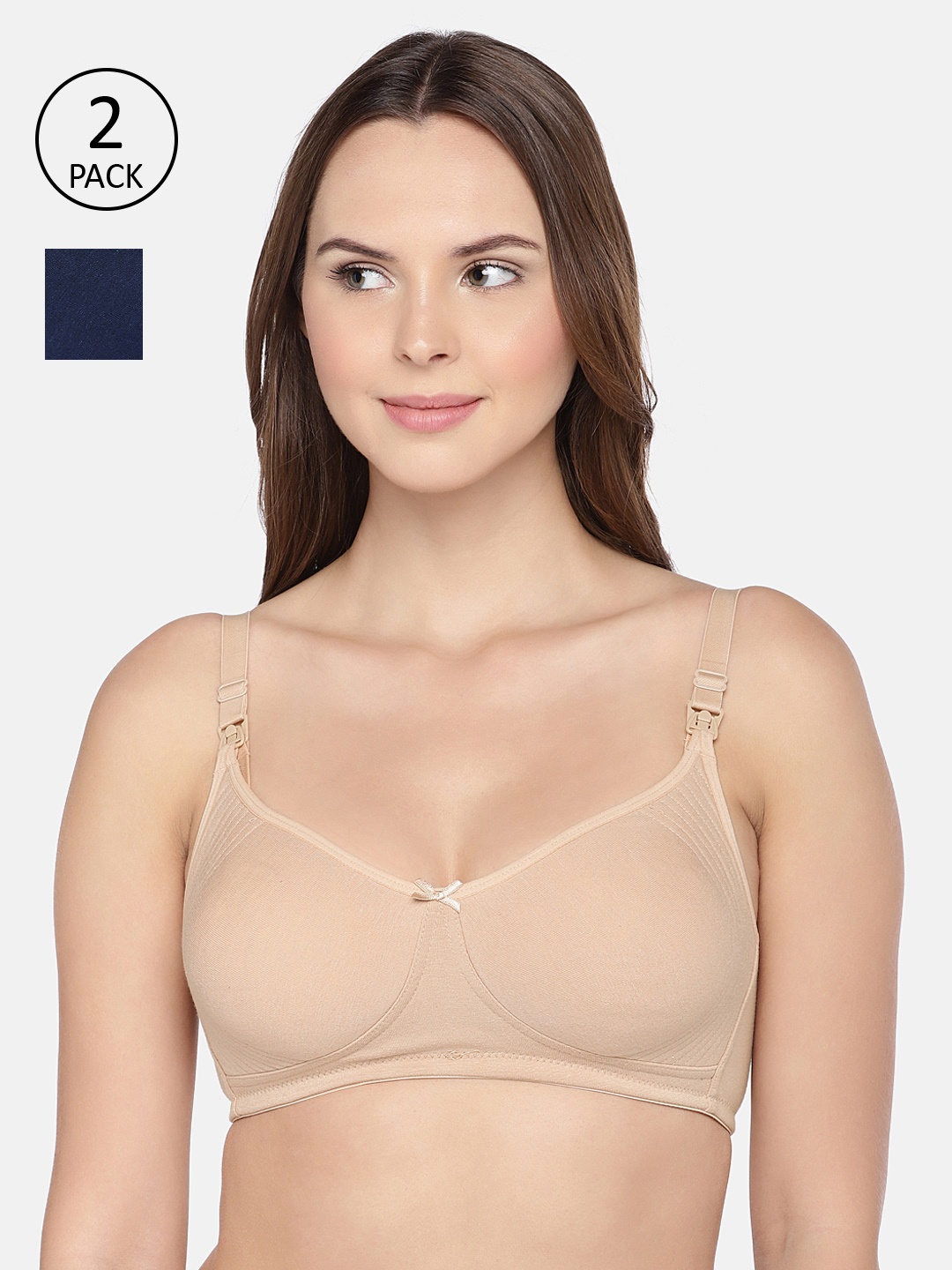 

Inner Sense Organic Cotton Antimicrobial Soft feeding Bras(Pack of 2), Beige