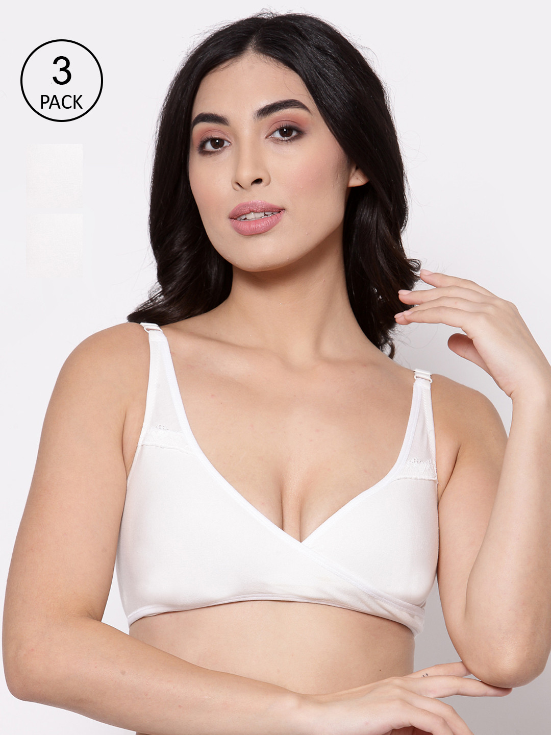 

Inner Sense Organic Cotton Antimicrobial Sleeping/Feeding Bra(Pack of 3) IMBC007E_7E_7E, White