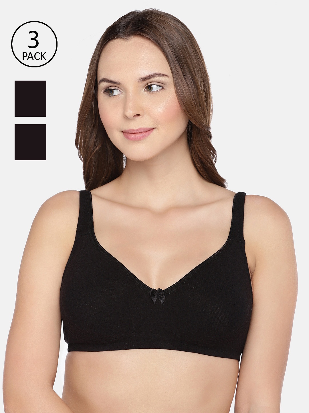 

Inner Sense Antimicrobial Seamless Side Support Bra(Pack of 3) ISBC057, Black