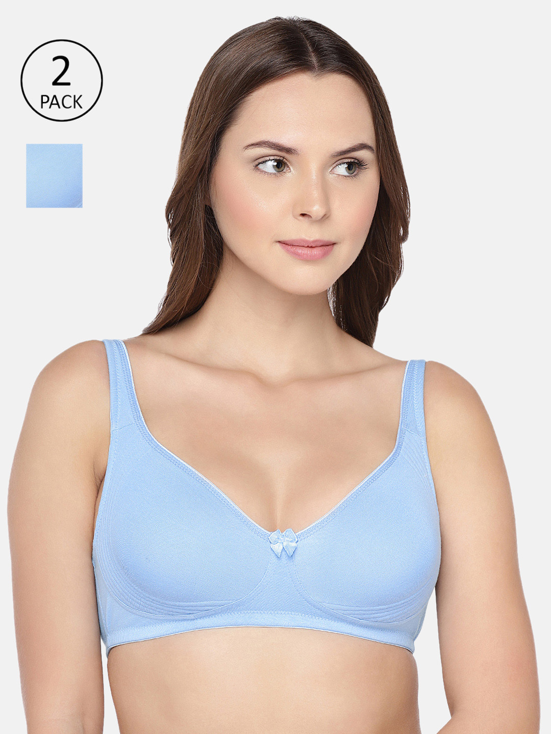 

Inner Sense Antimicrobial Seamless Side Support Bra(Pack of 2) ISBC057, Blue