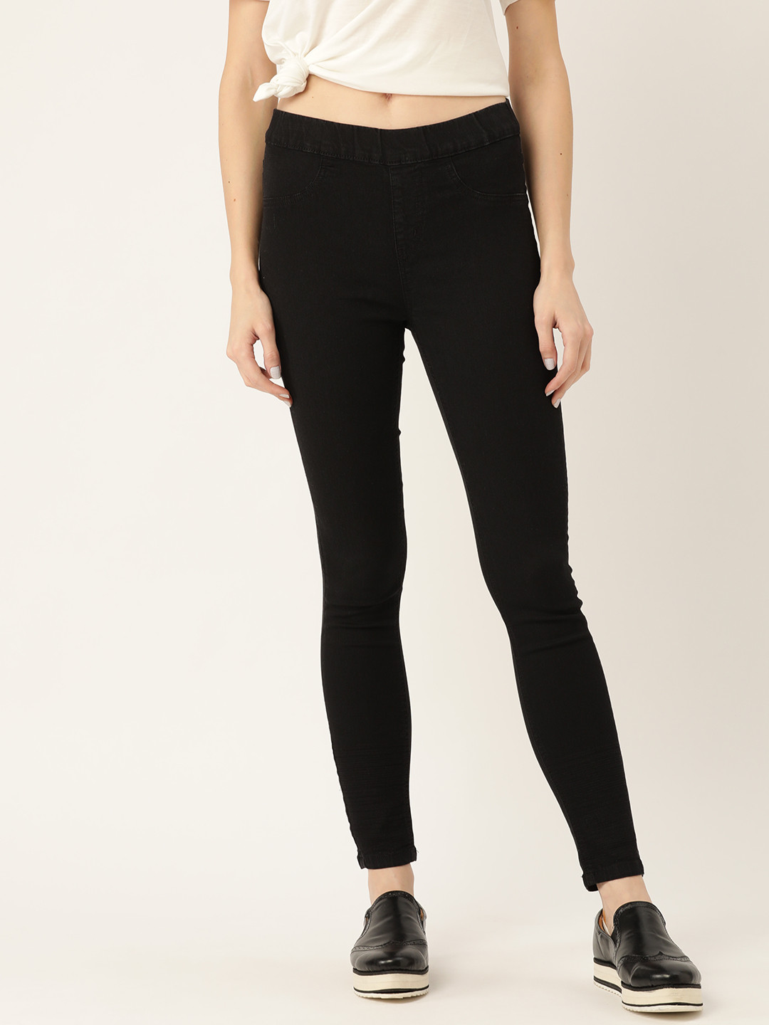 

DressBerry Women Black Solid Super Skinny Fit Denim Jeggings