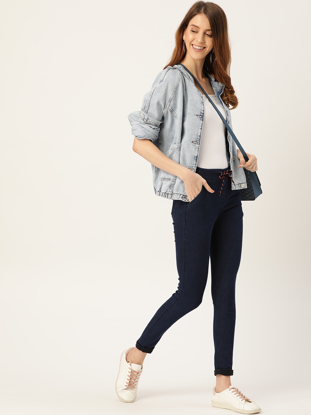 

DressBerry Women Navy Blue Super Skinny Fit Solid Jeggings
