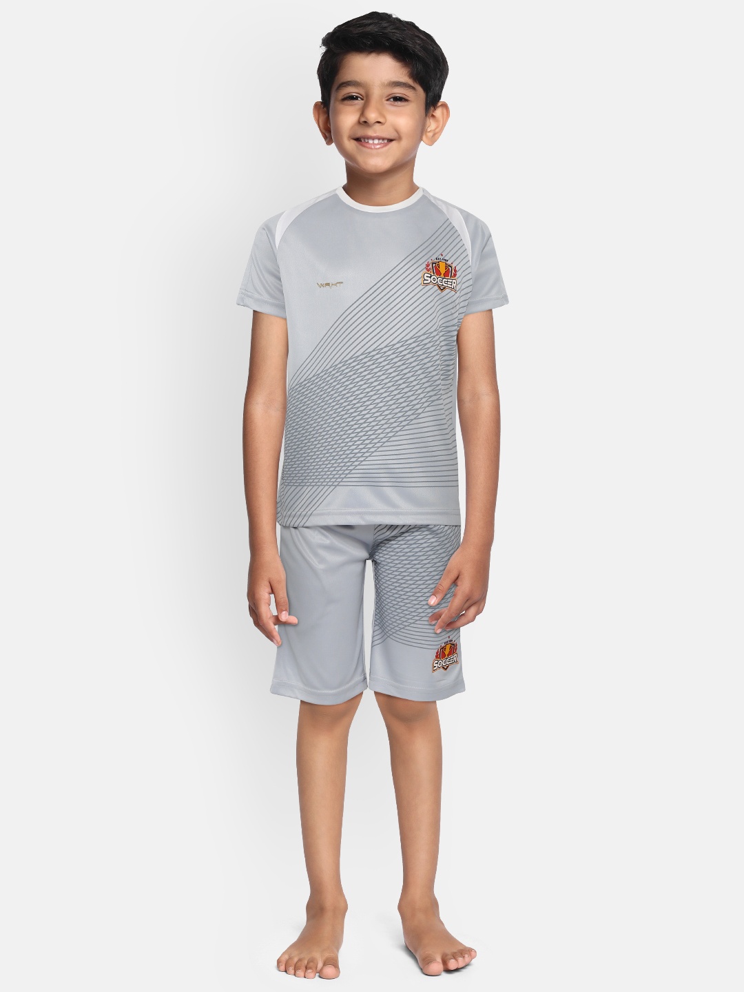 

Sweet Dreams Boys Grey Geometric Print Workout T-shirt with Shorts