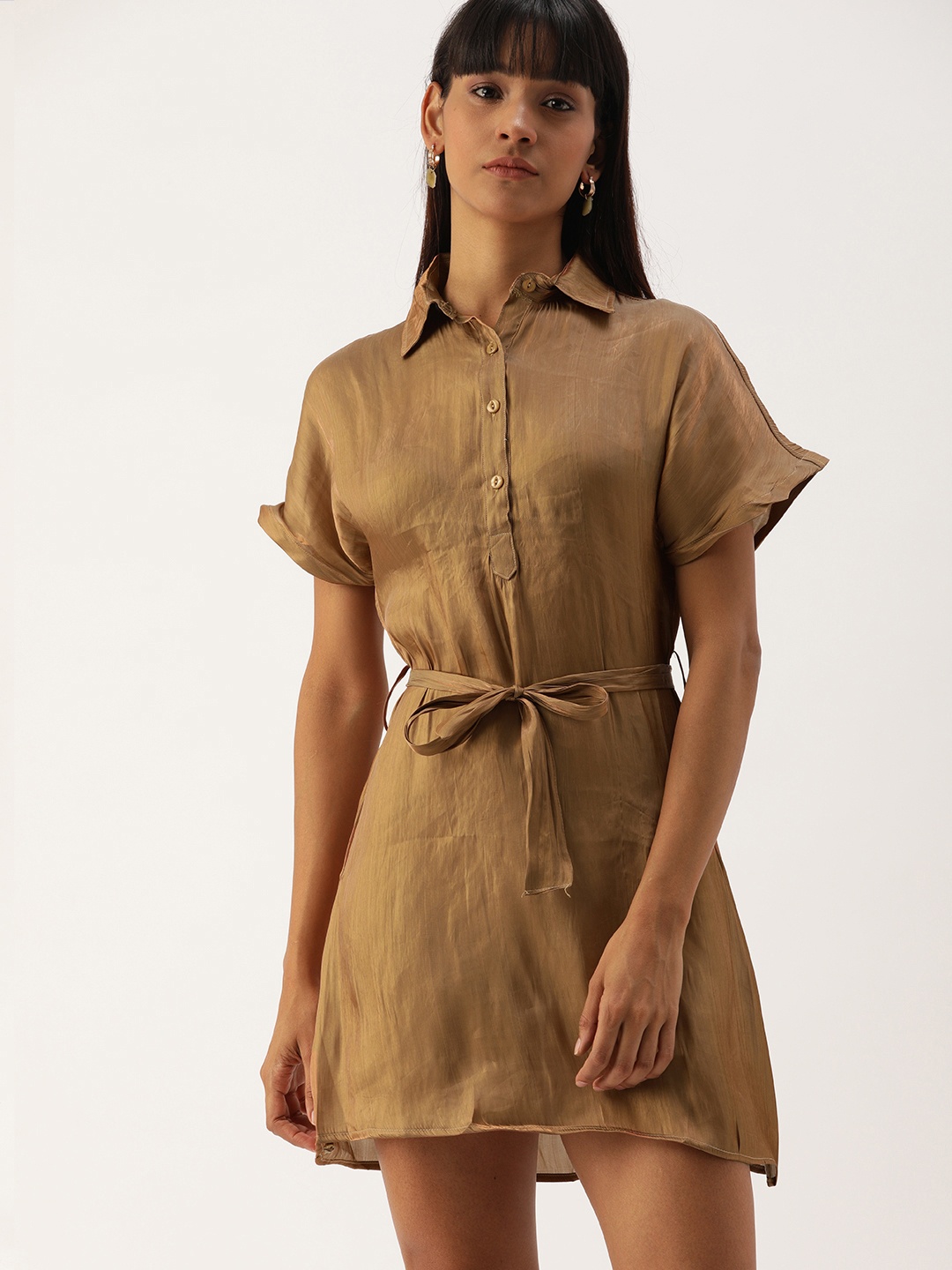 

Campus Sutra Women Brown Solid Fit and Flare Dress