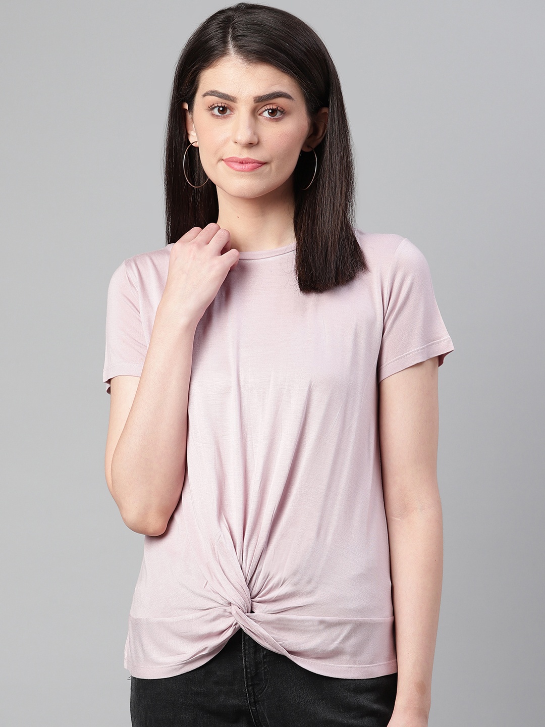 

Marks & Spencer Women Dusty Pink Solid Twisted Top