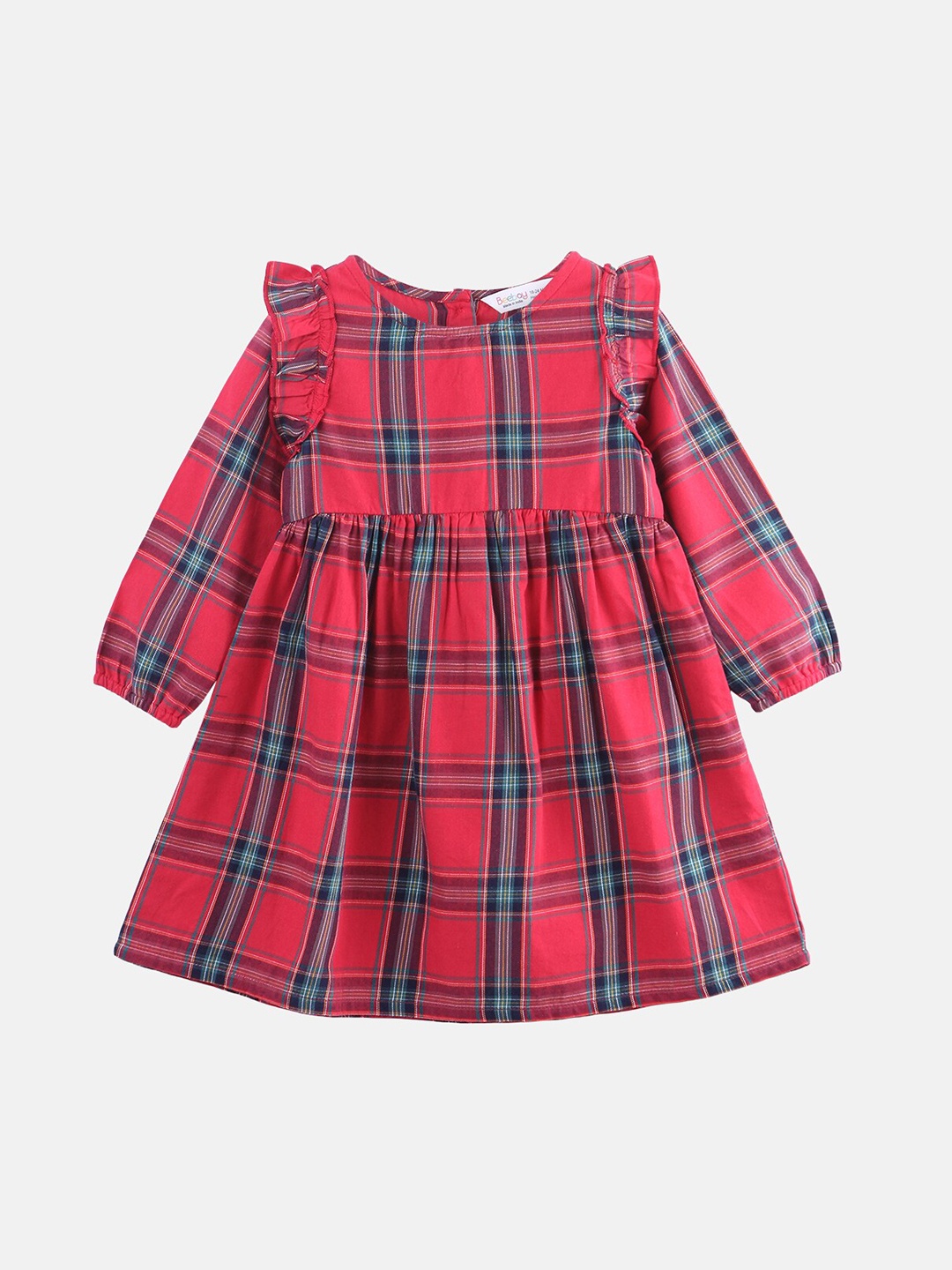 

Beebay Girls Red & Blue Checked A-Line Dress