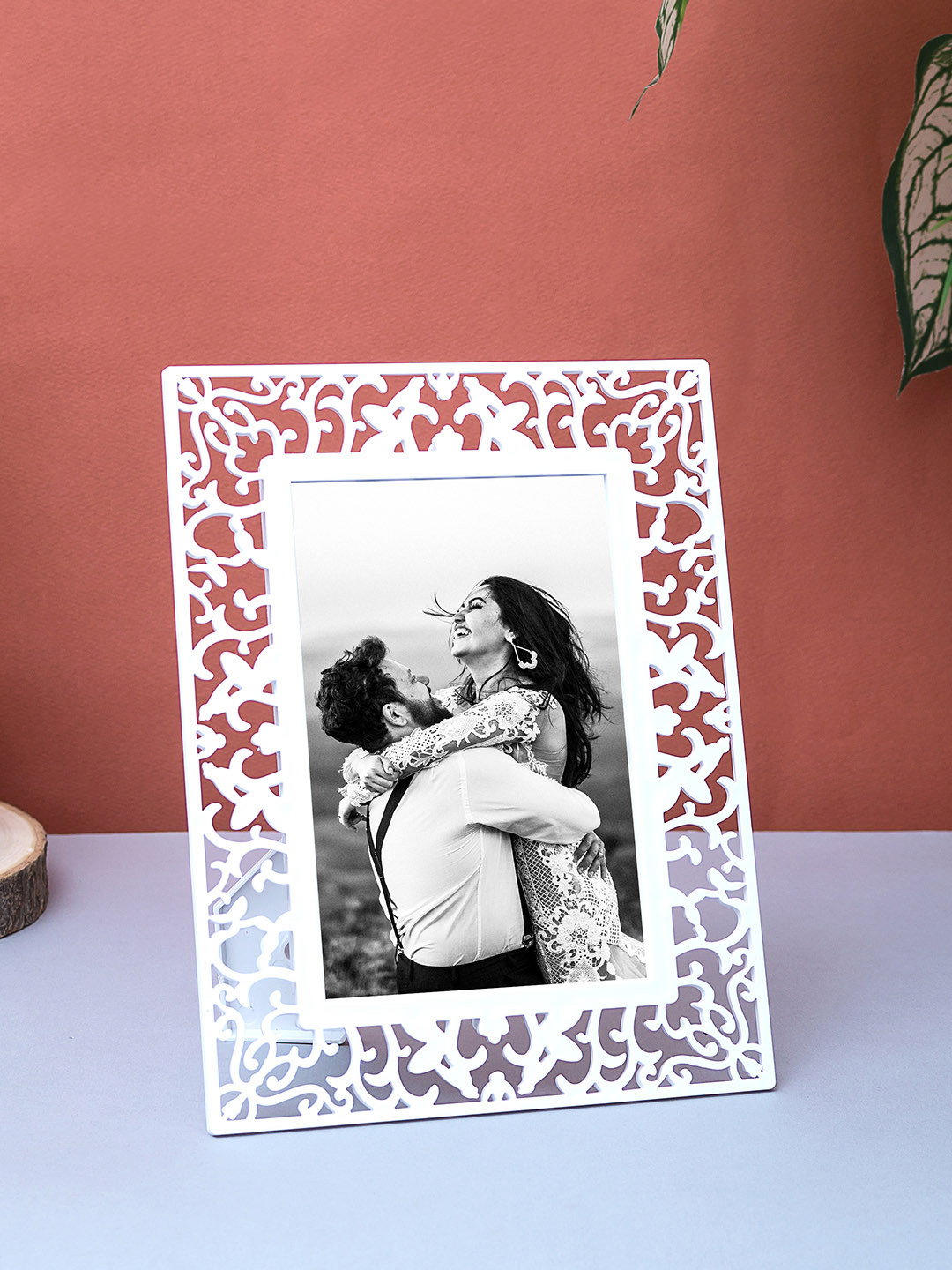 

Golden Peacock White Floral Table Photo Frame