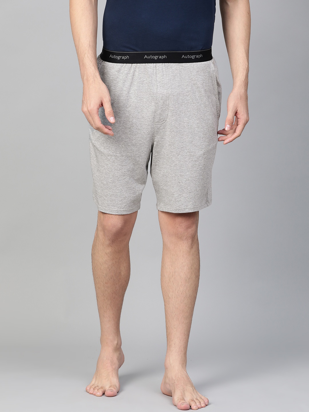 

Marks & Spencer Men Grey Melange Solid Lounge Shorts