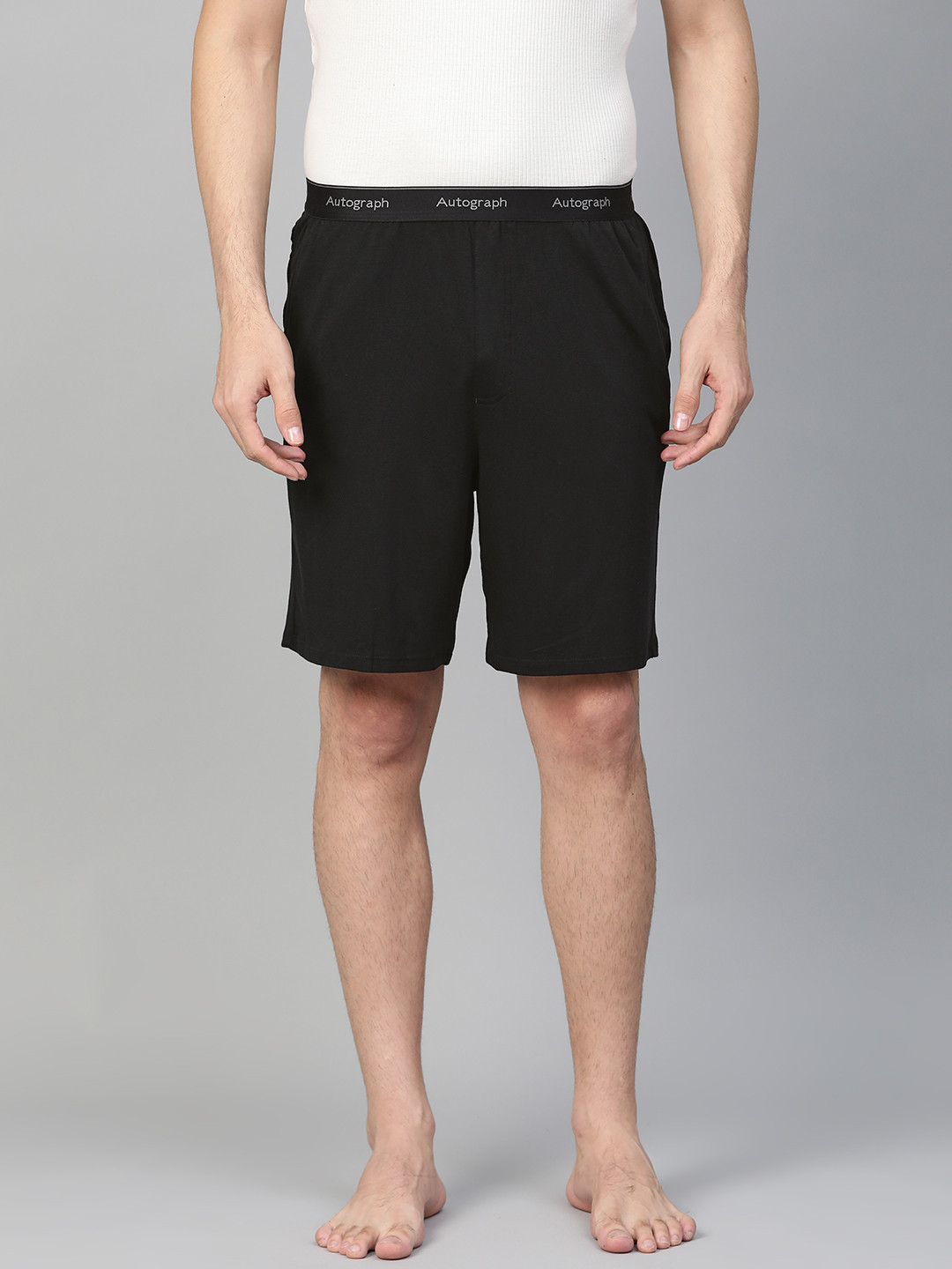 

Marks & Spencer Men Black Solid Lounge Shorts