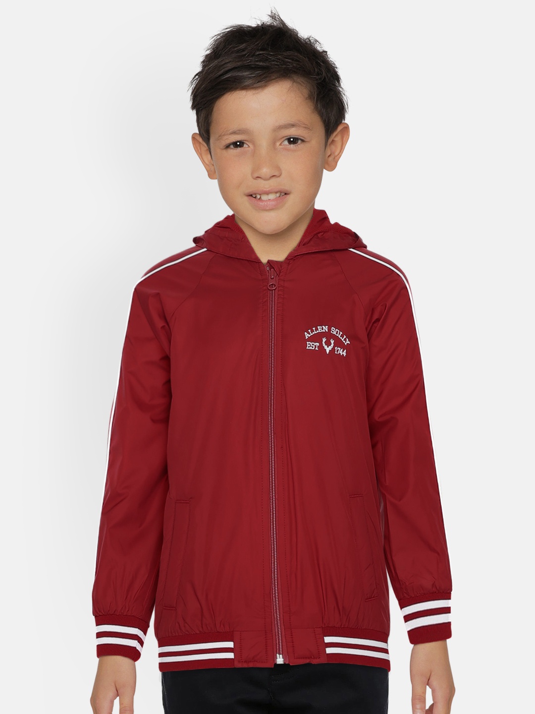 

Allen Solly Junior Boys Maroon Solid Open Front Jacket