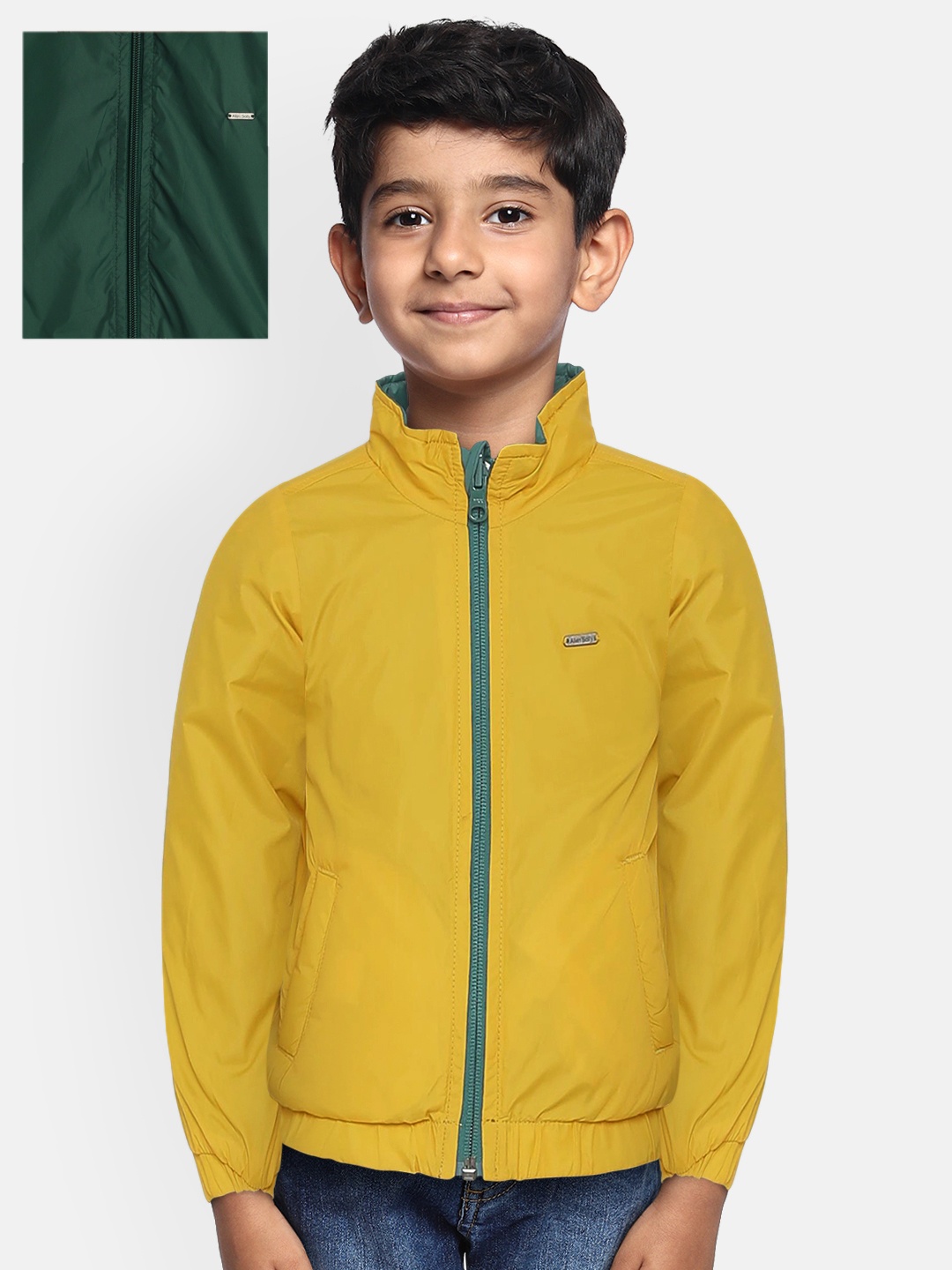 

Allen Solly Junior Boys Yellow Solid Reversible Open Front Jacket