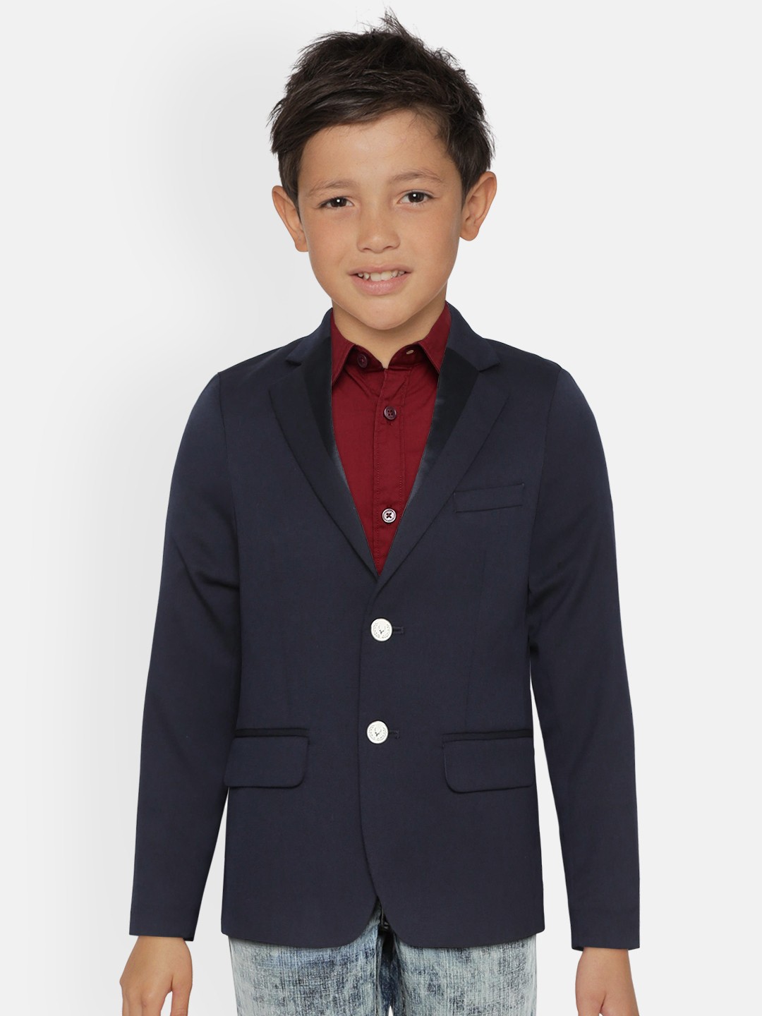 

Allen Solly Junior Boys Navy Solid Single-Breasted Formal Blazer, Navy blue