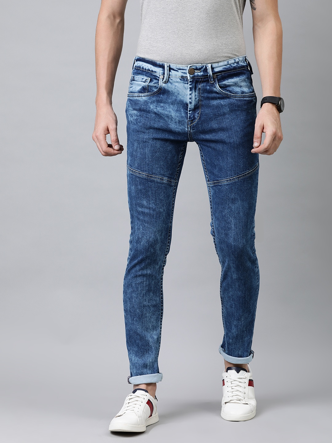 

HERE&NOW Men Blue Slim Fit Mid-Rise Clean Look Stretchable Jeans
