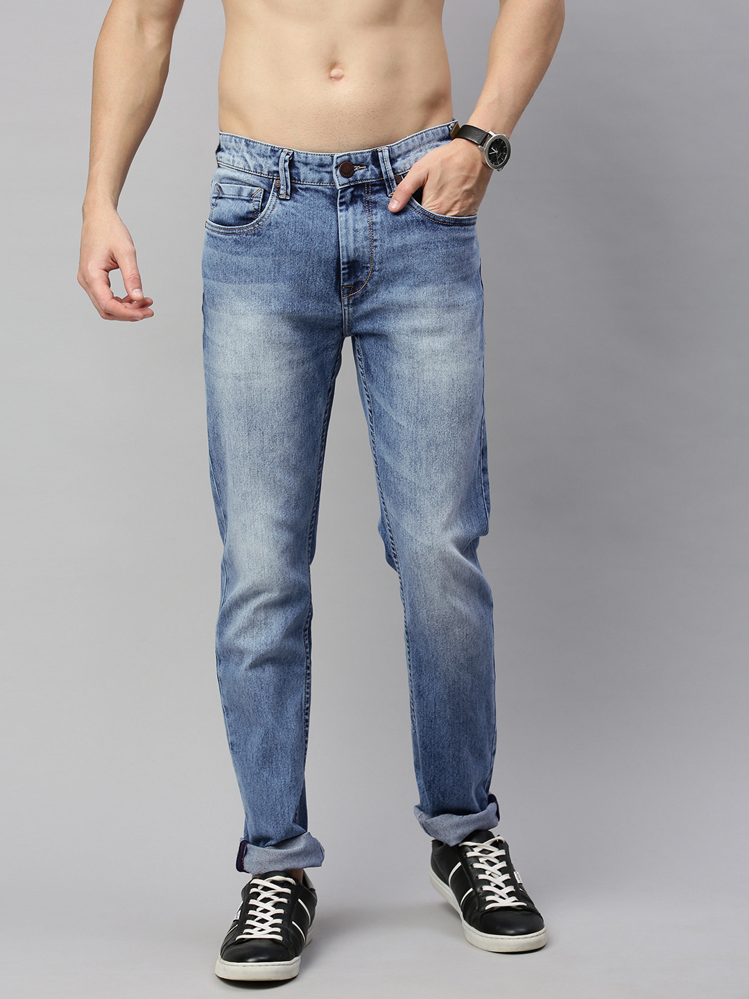 

HERE&NOW Men Blue Slim Fit Mid-Rise Clean Look Stretchable Jeans