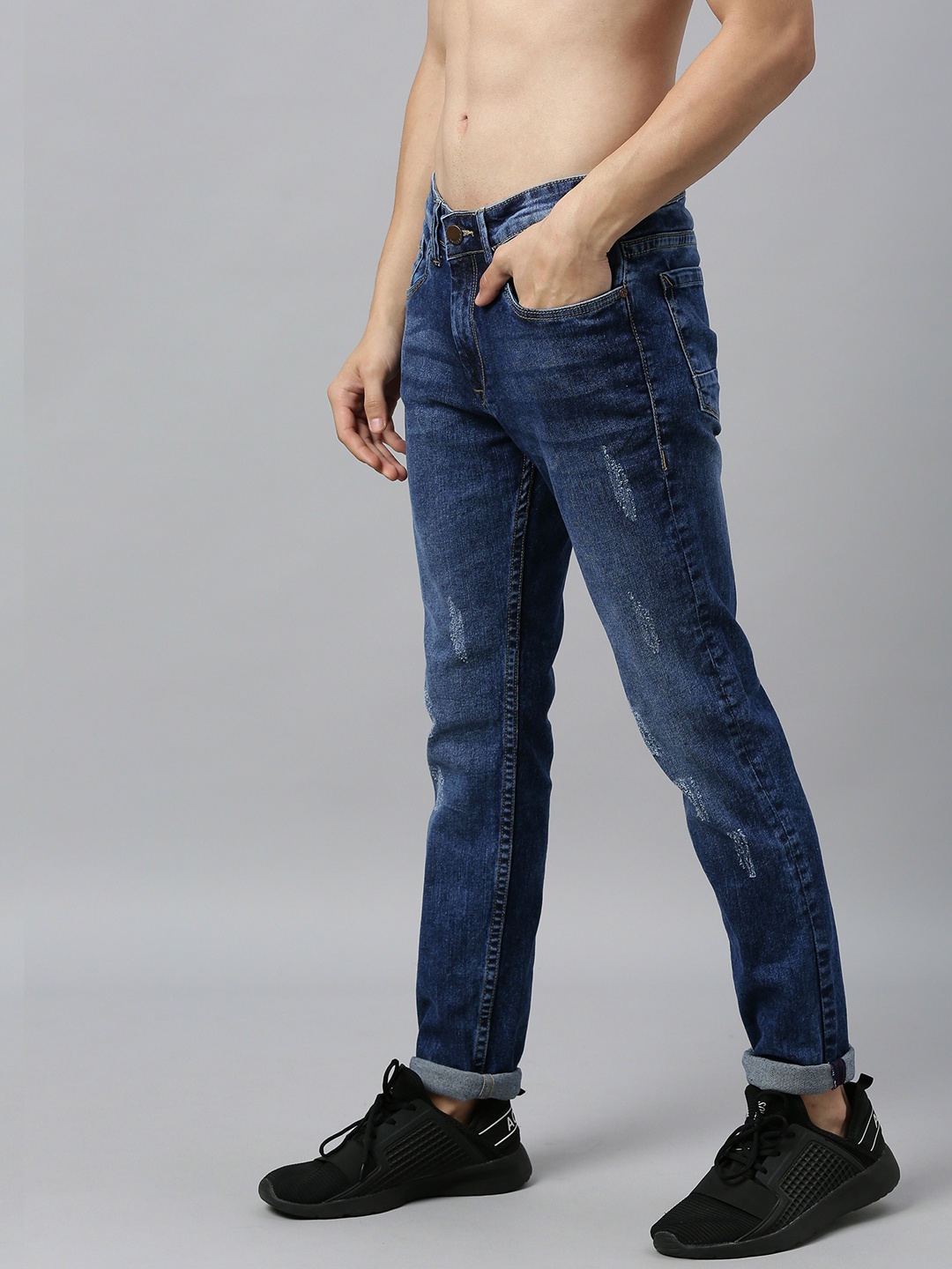 

HERE&NOW Men Blue Slim Fit Mid-Rise Mildly Distressed Jeans