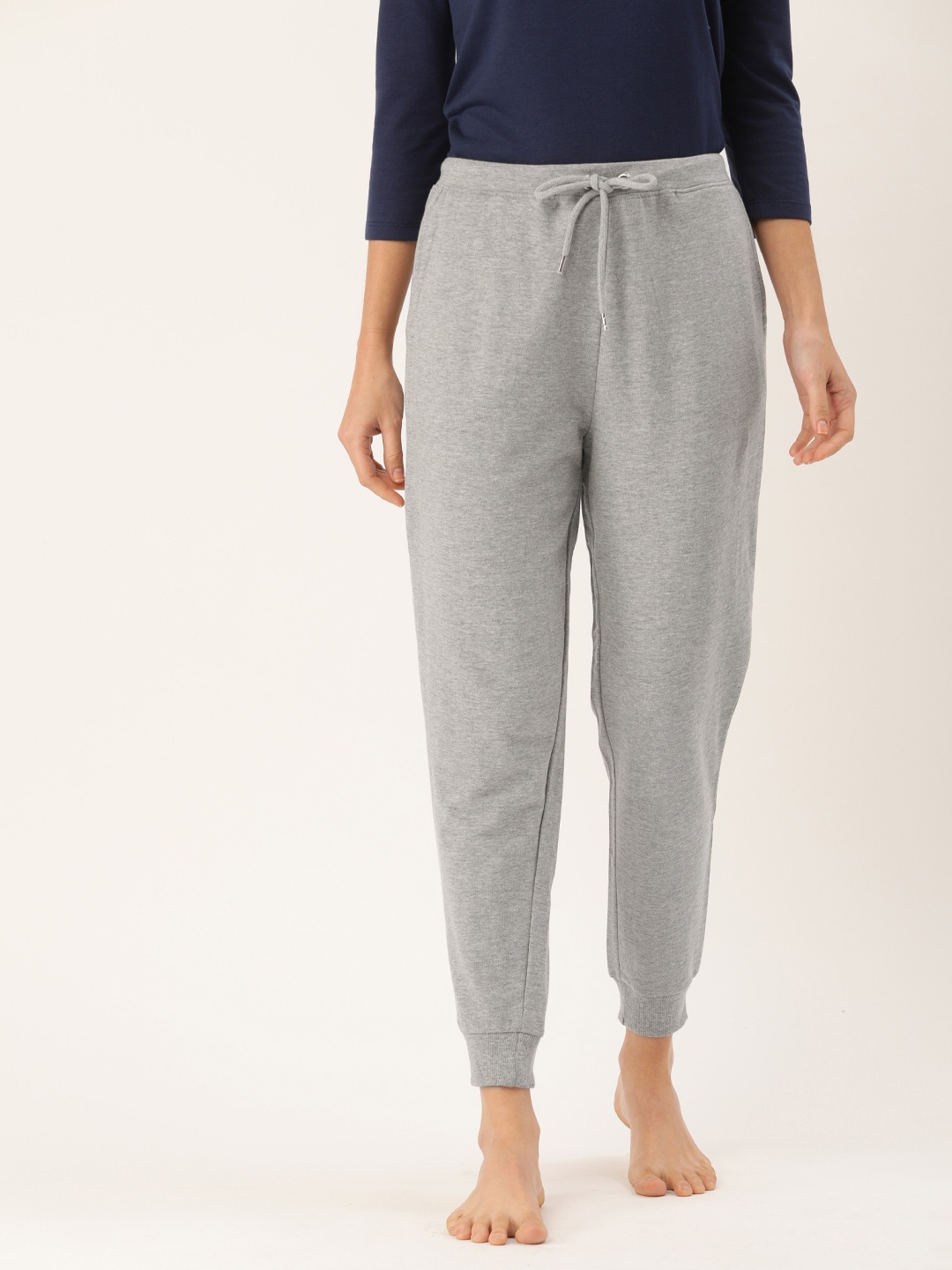 

DressBerry Women Grey Melange Solid Regular Fit Cropped Lounge Pants