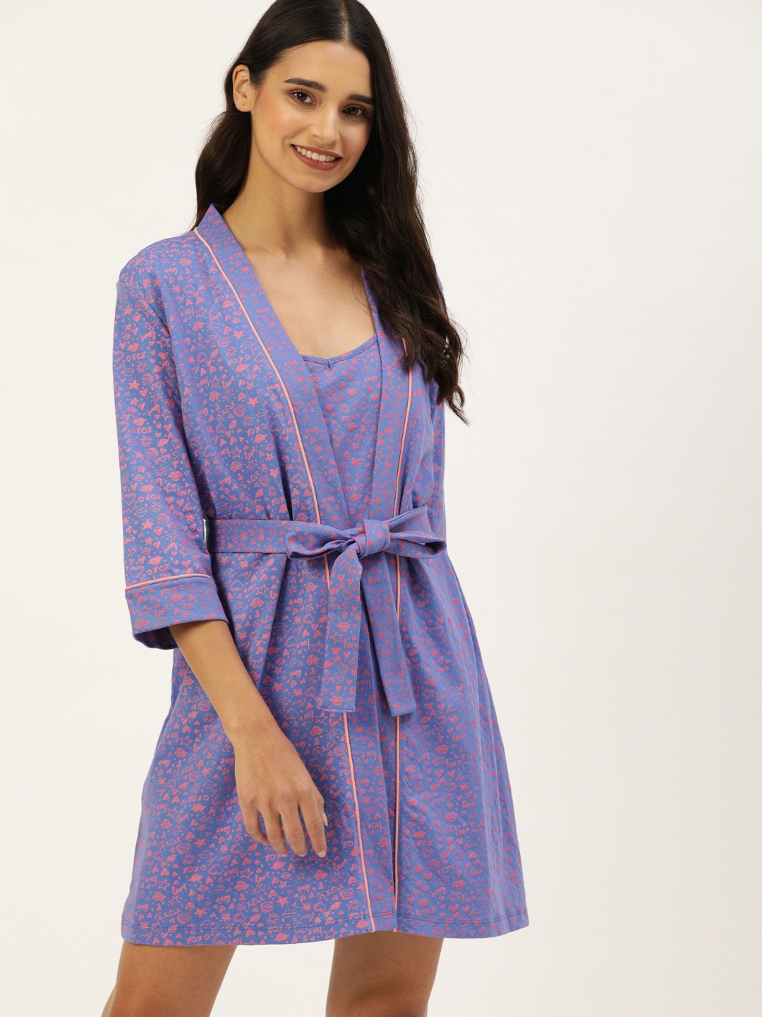 

DressBerry Purple & Pink Printed Nightdress