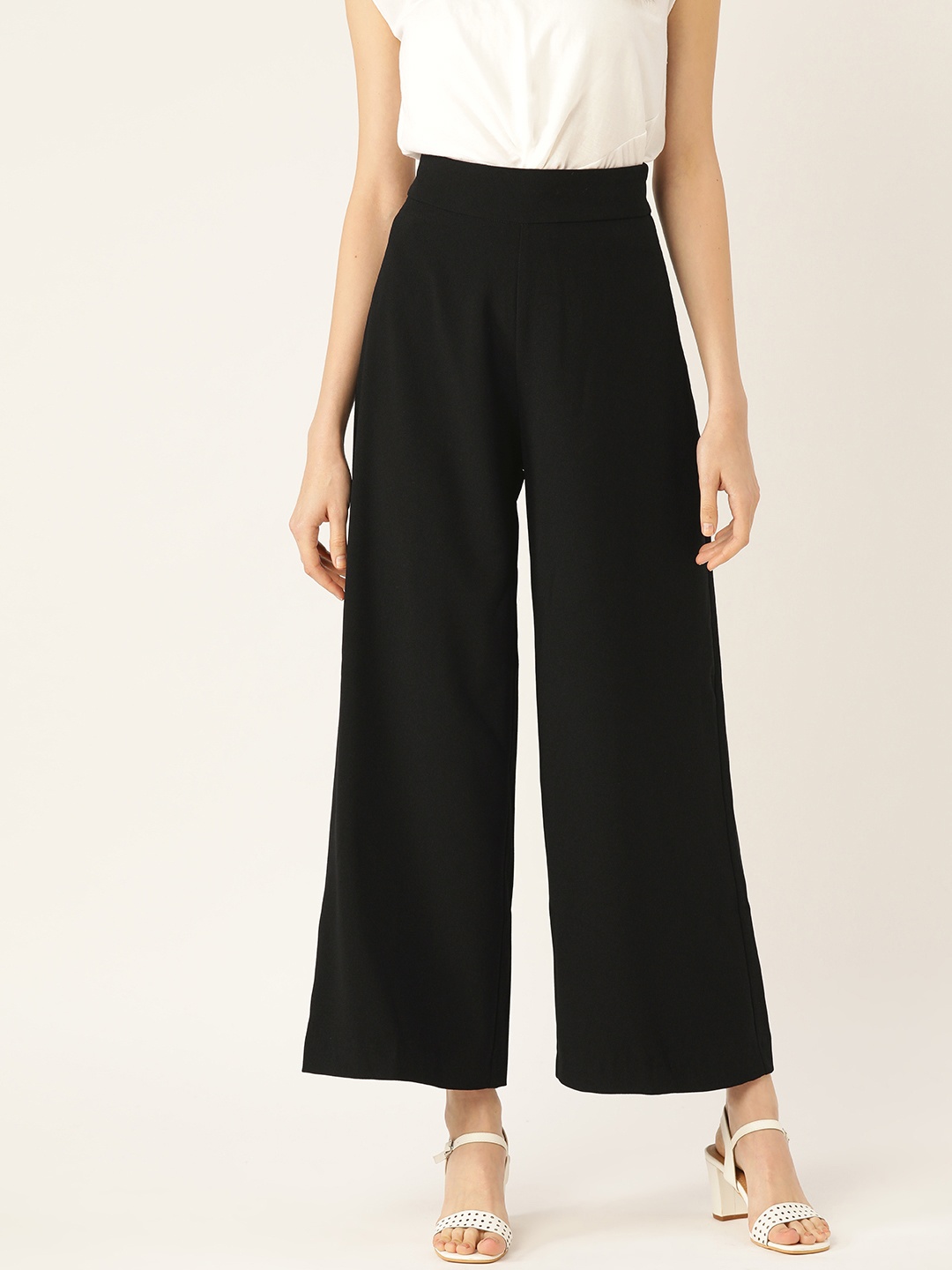 

COVER STORY Women Black Regular Fit Solid Parallel Trousers