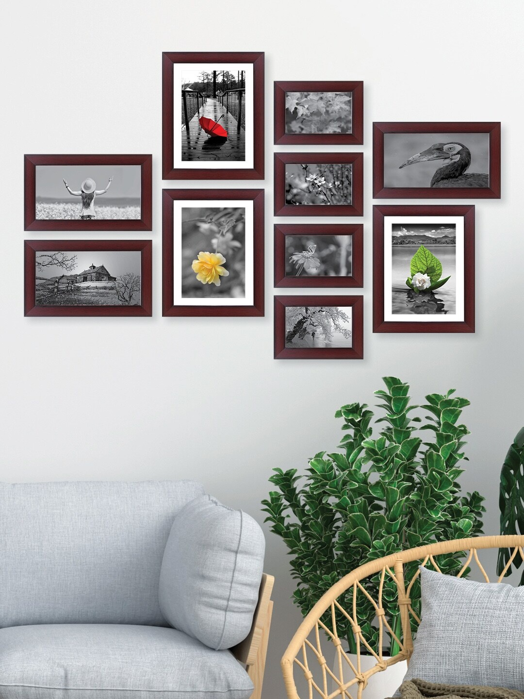 

RANDOM Set Of 10 Brown Solid Collage Photo Frames