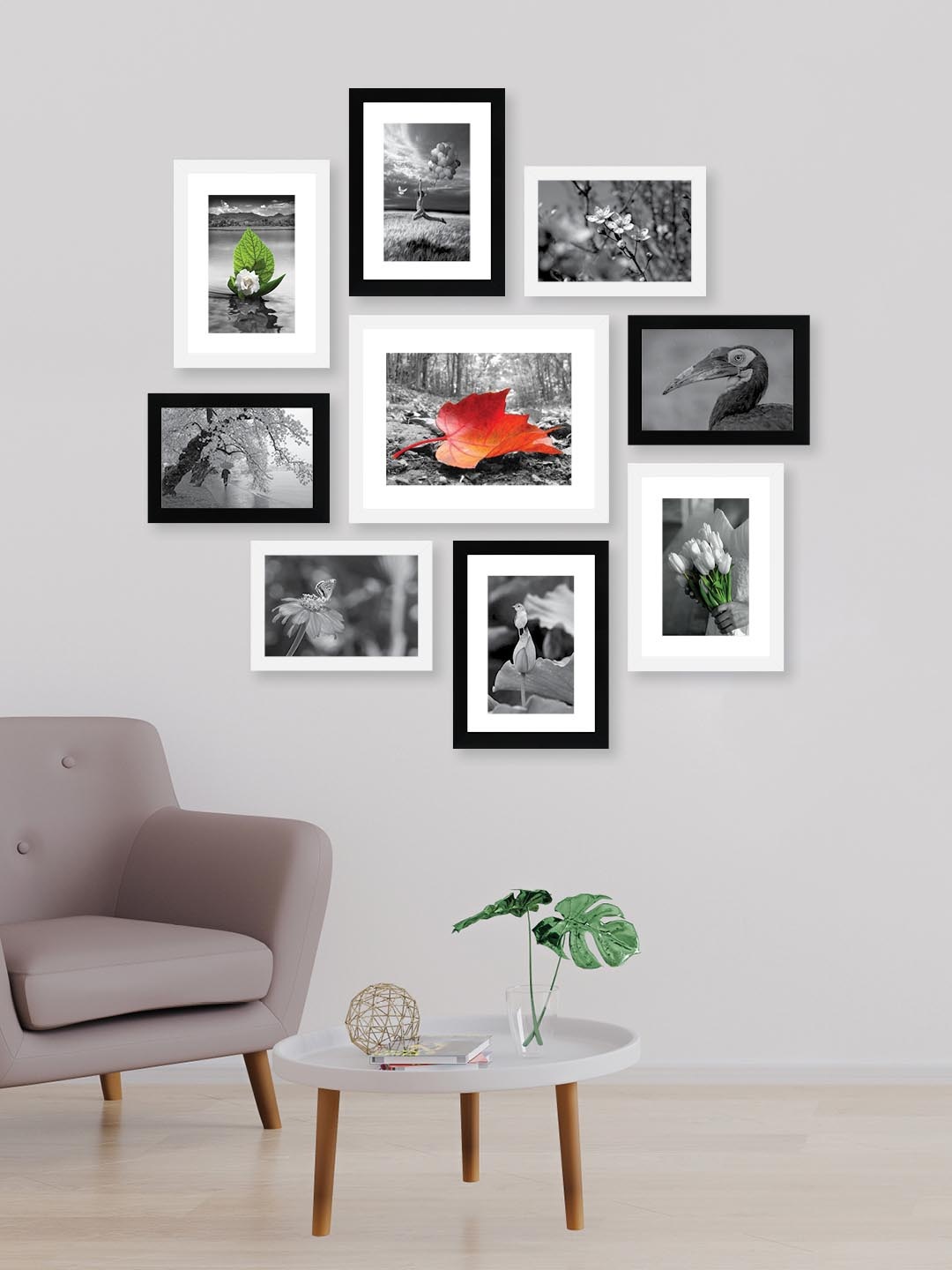 

RANDOM Set Of 9 Solid Collage Photo Frames, Black