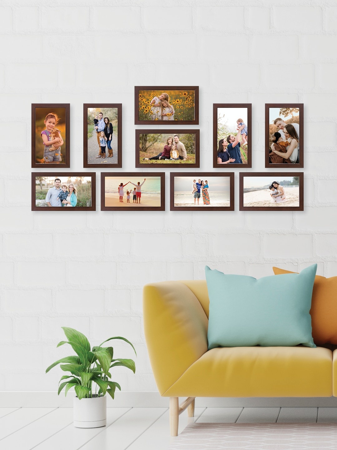 

RANDOM Set Of 10 Brown Solid Collage Photo Frames