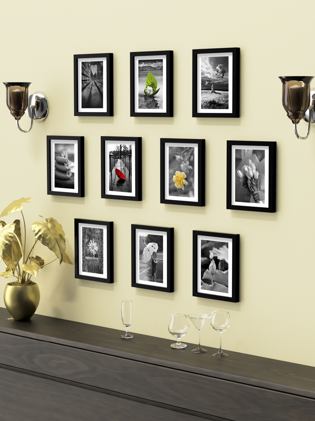 

RANDOM Set Of 10 Black Solid Collage Photo Frames