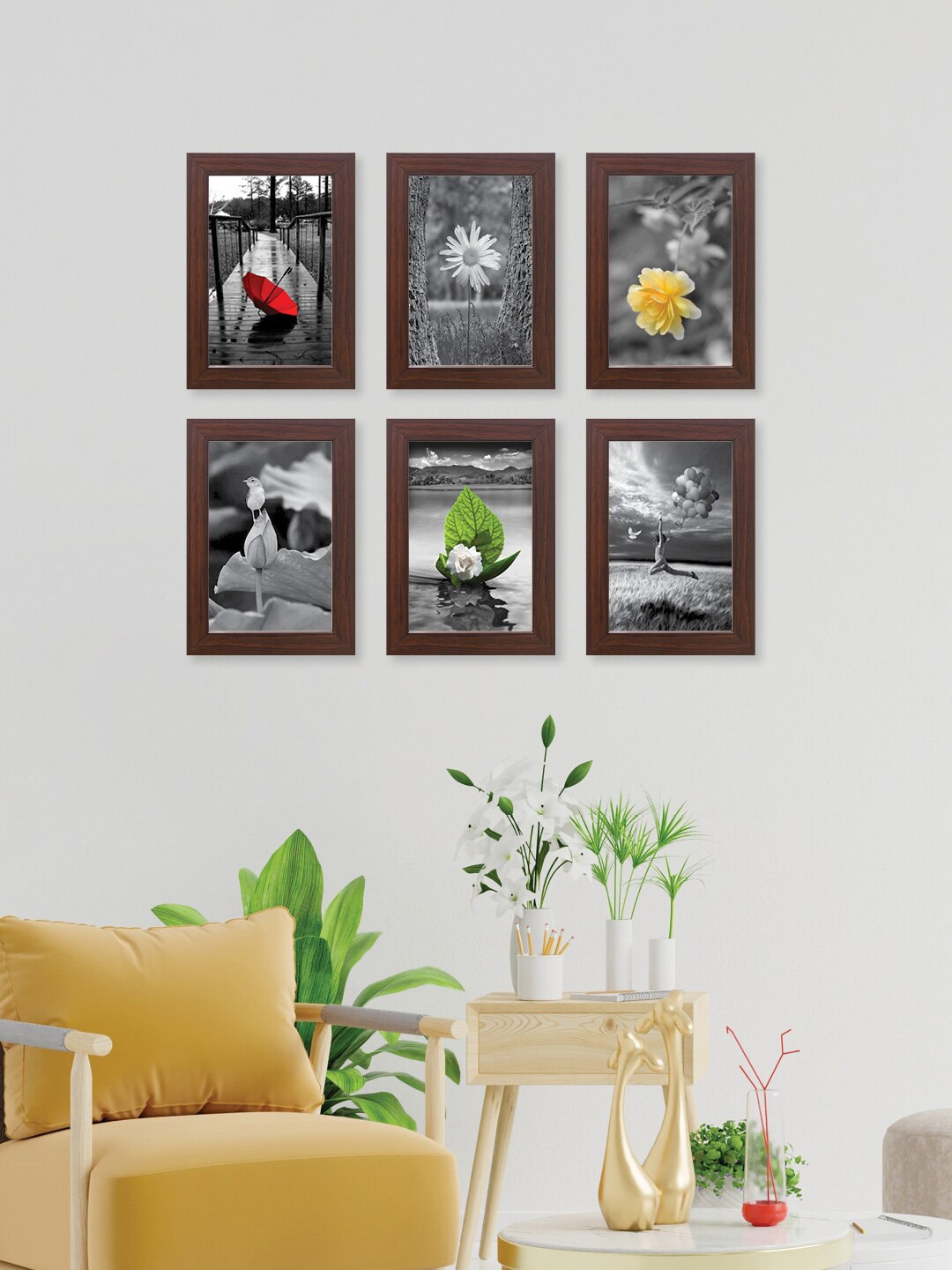 

RANDOM Set Of 6 Brown Solid Collage Photo Frames