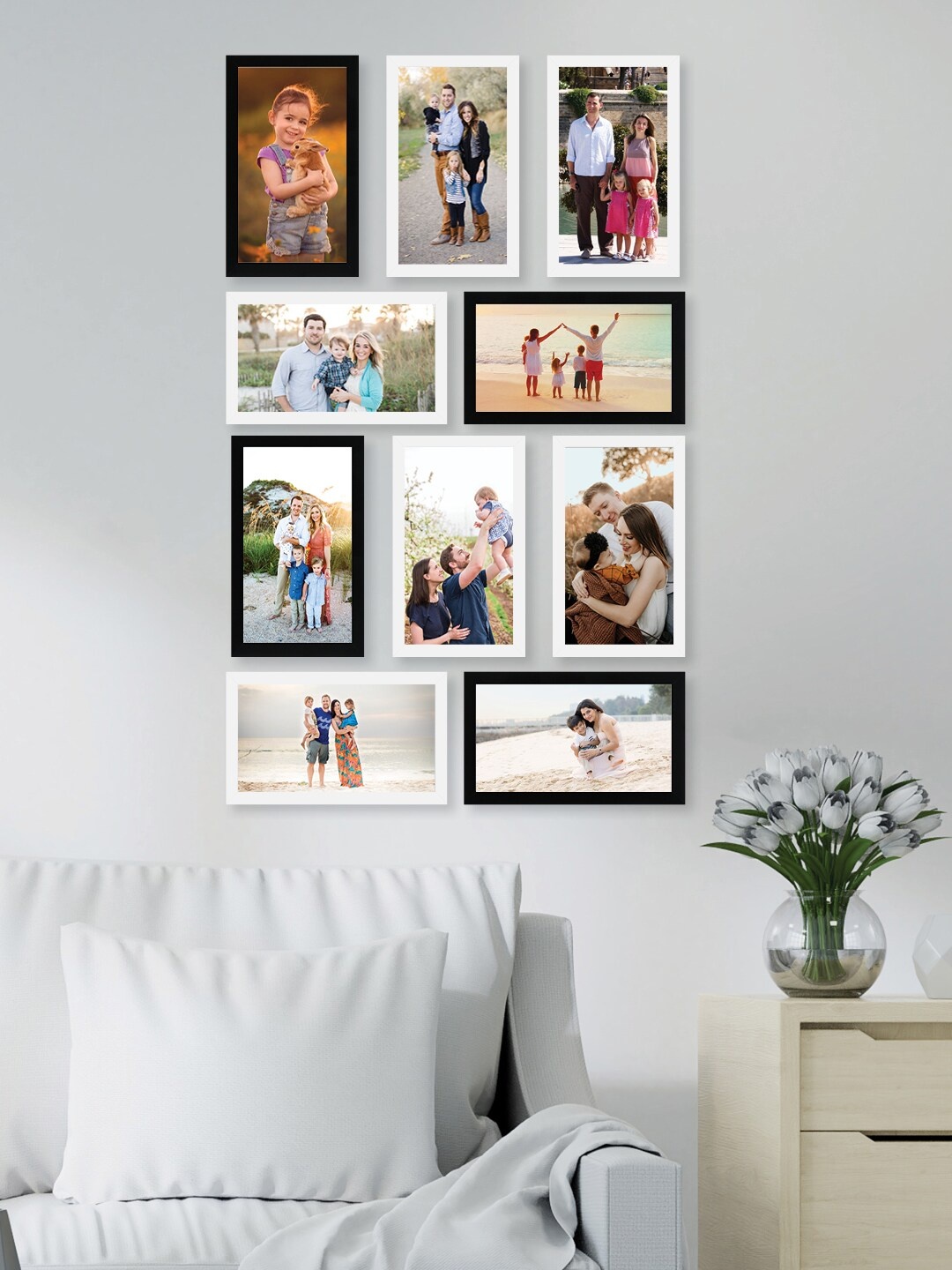 

RANDOM Set Of 10 Solid Collage Photo Frames, Black