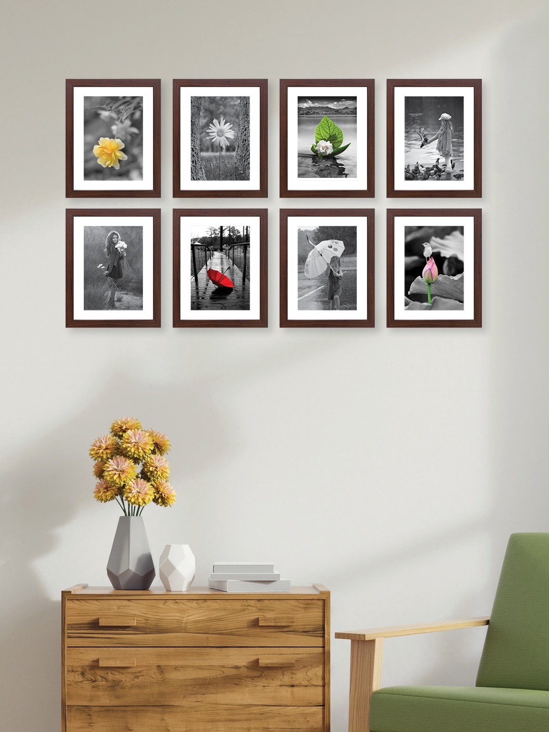 

RANDOM Set Of 8 Brown Solid Collage Photo Frames