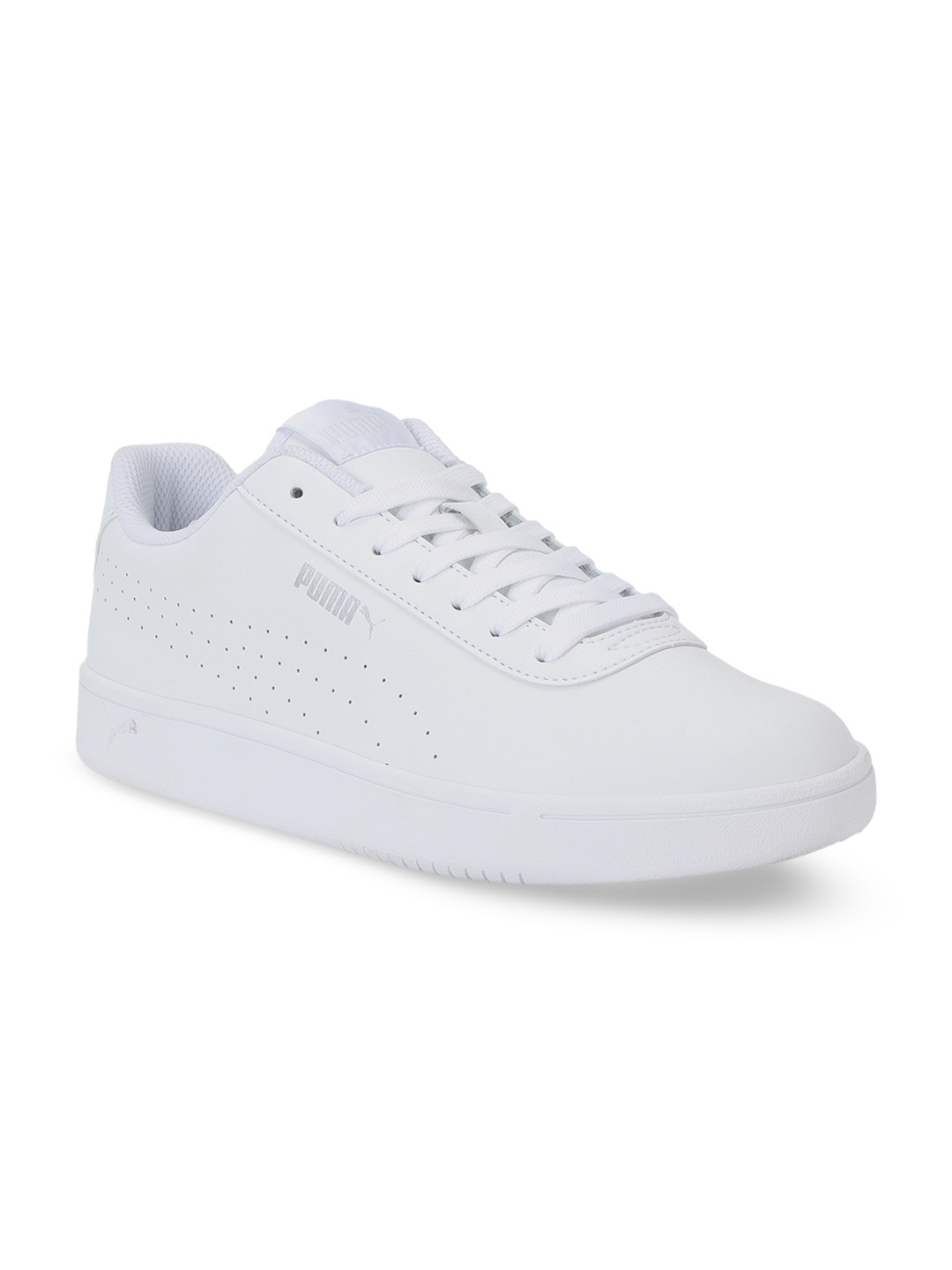 

Puma Unisex White Leather Court Pure Sneakers