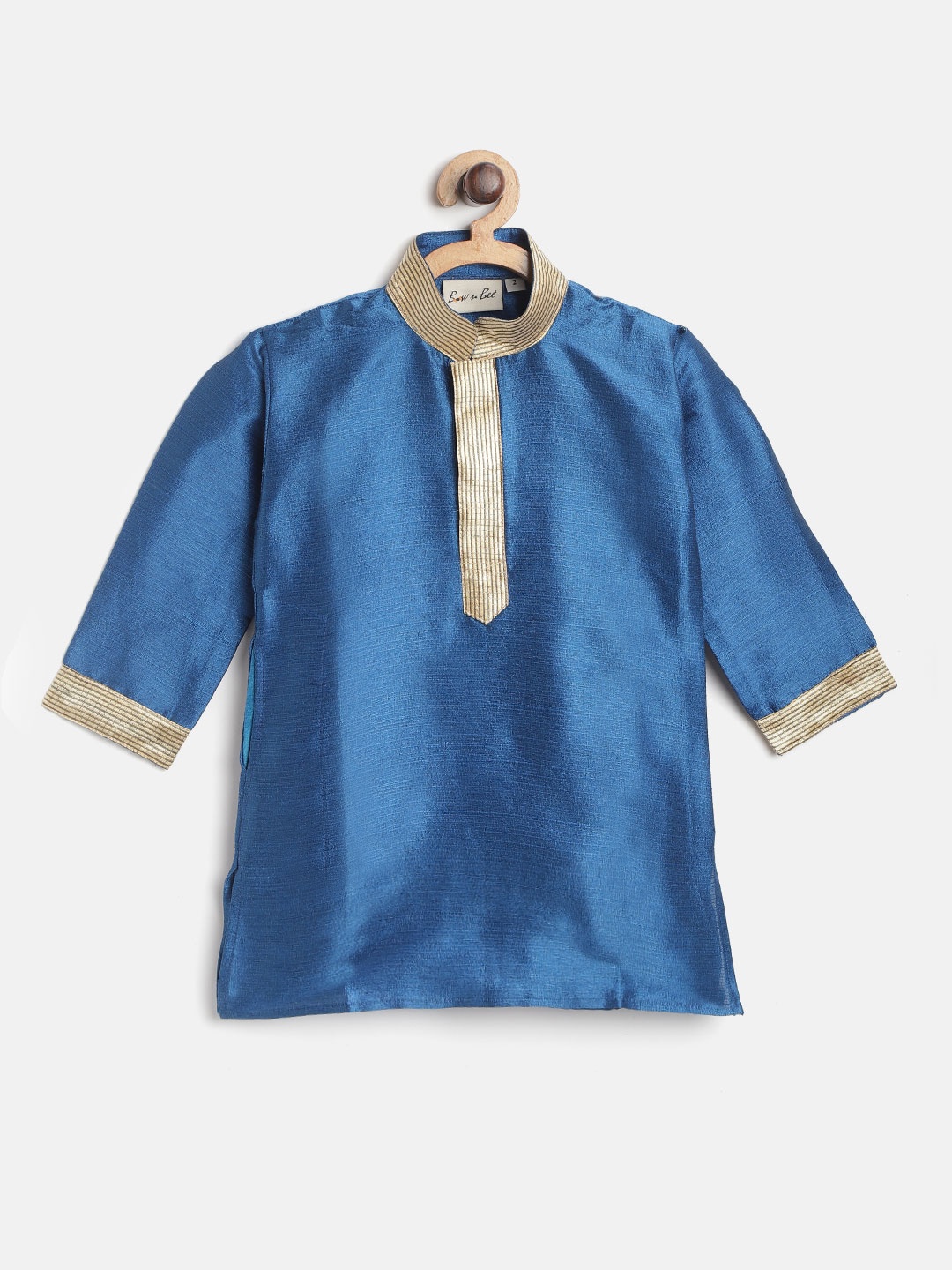 

BownBee Boys Blue Solid Straight Kurta