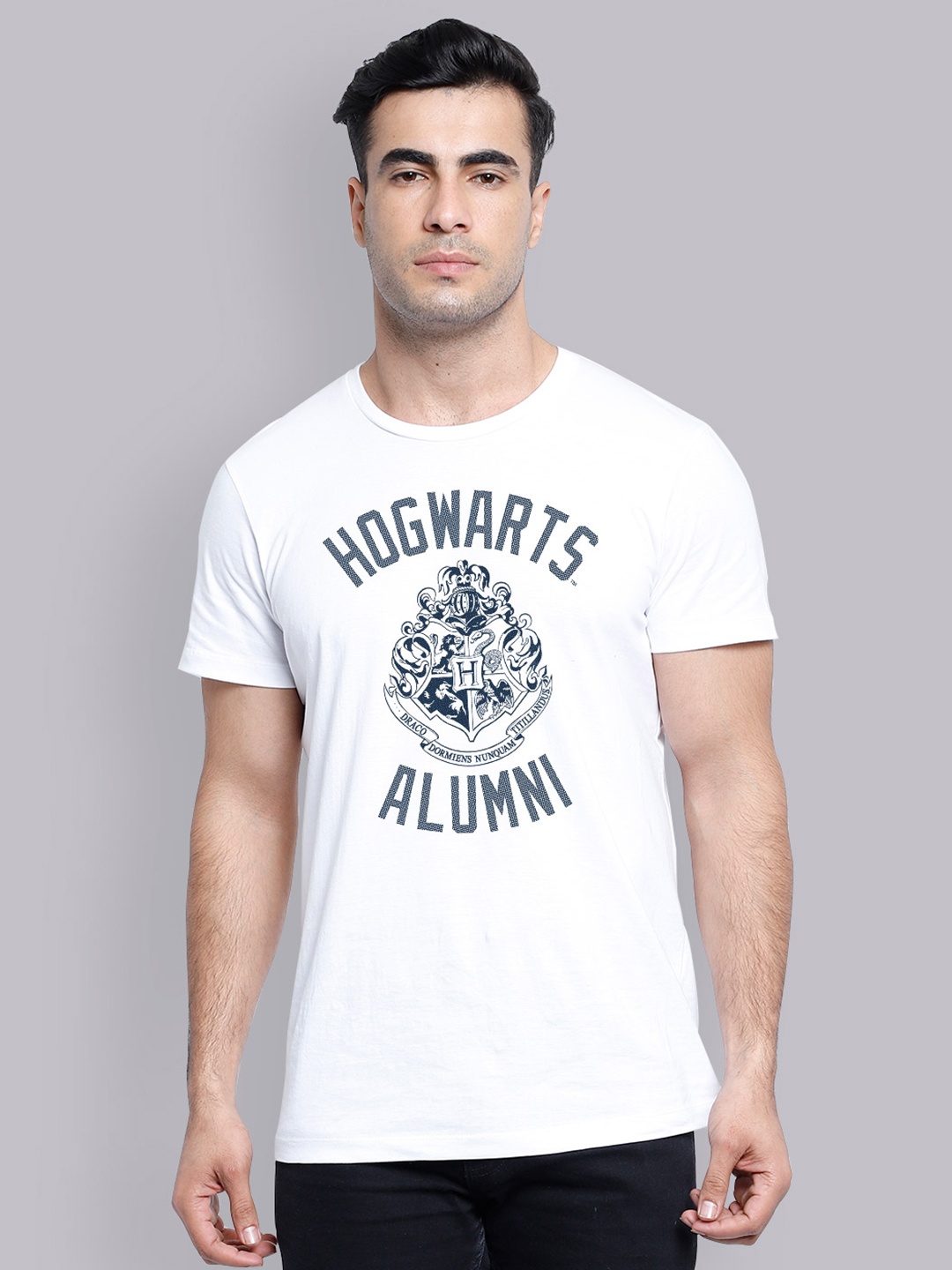 

Free Authority Men White Harry Potter Print Round Neck Pure Cotton T-shirt