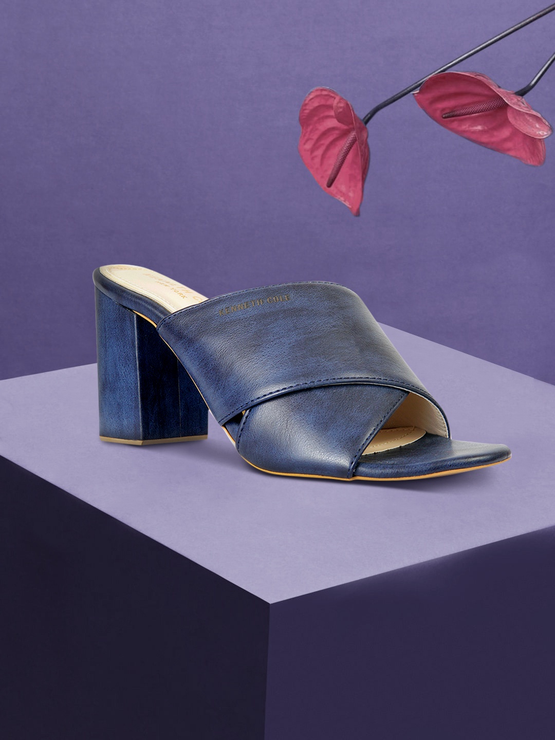 

Kenneth Cole Women Navy Blue Solid Leather Mules