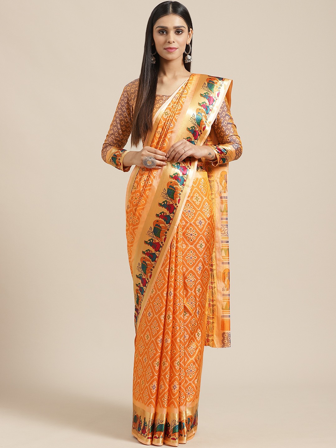 

Saree mall Orange Printed Saree