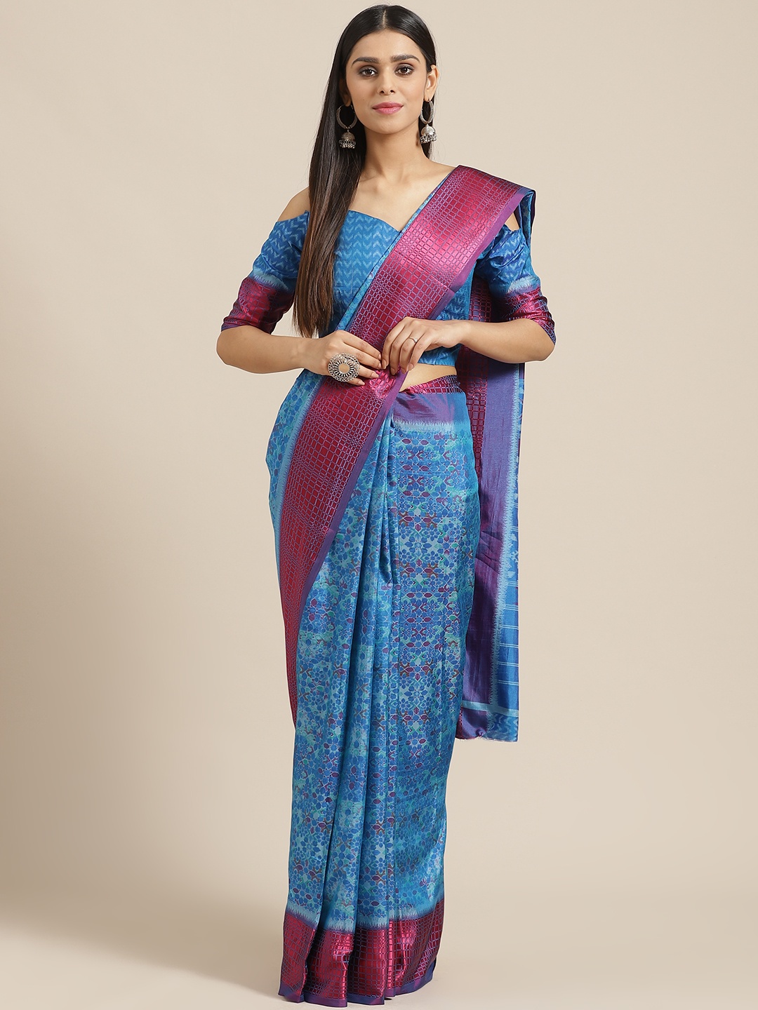 

Saree mall Blue & Purple Printed Saree