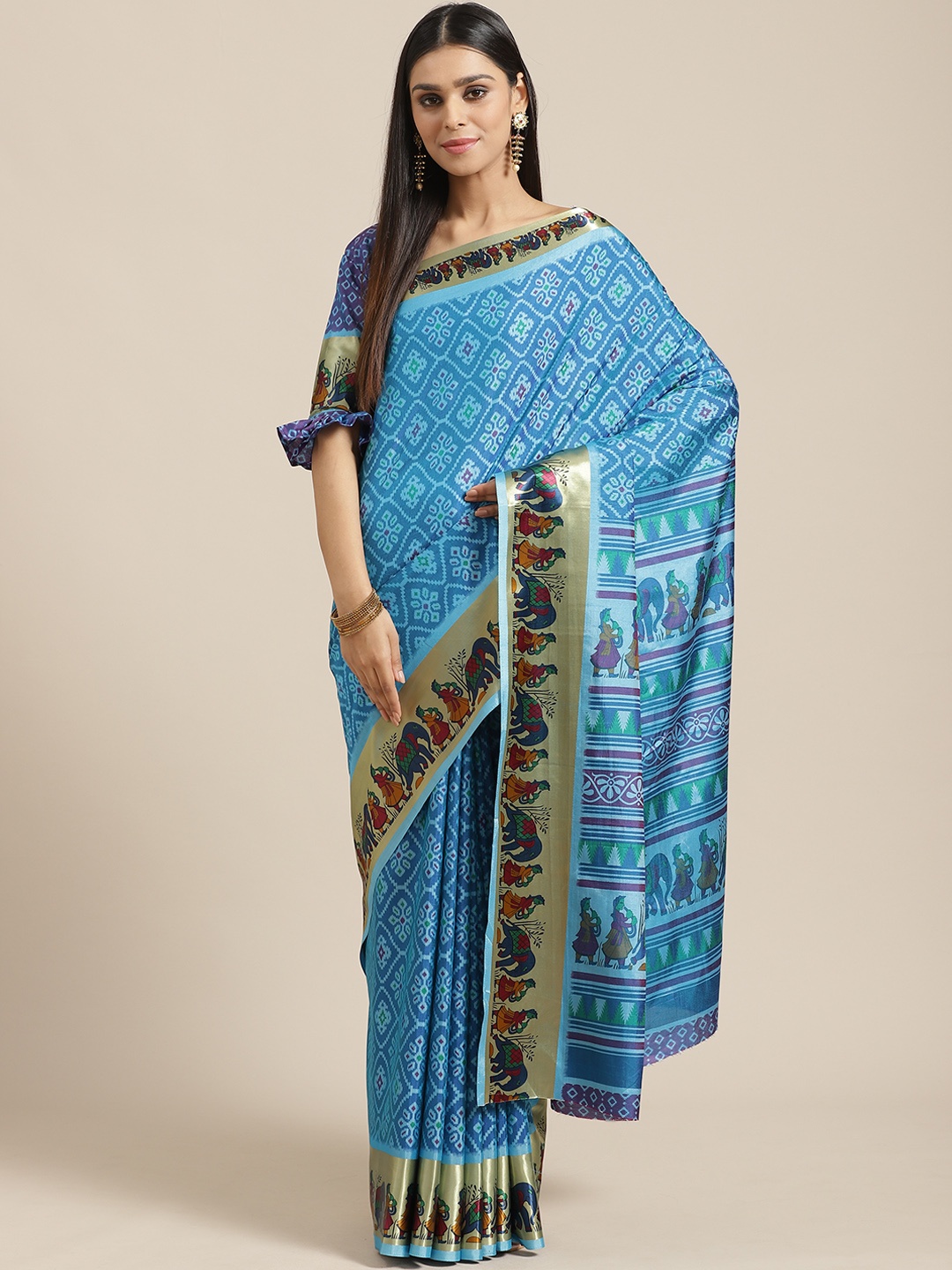 

Saree mall Blue Printed Saree