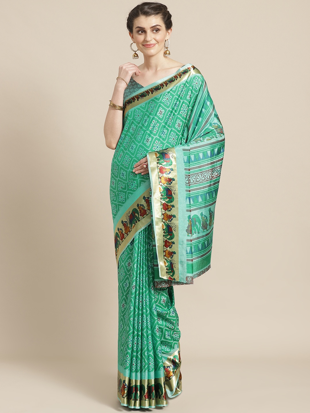 

Saree mall Green Printed Saree