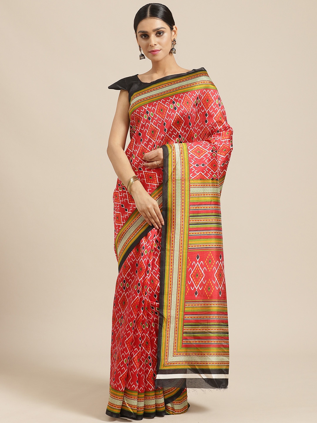 

Saree mall Red & White Ethnic Print Saree