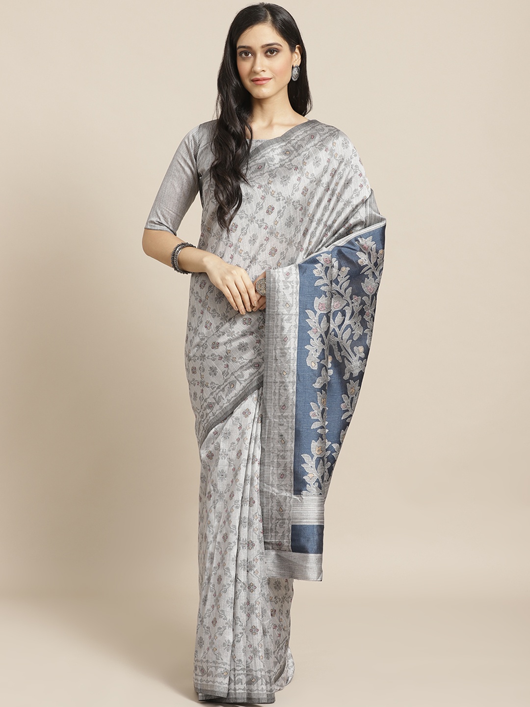 

Saree mall Grey Ethnic Print Saree