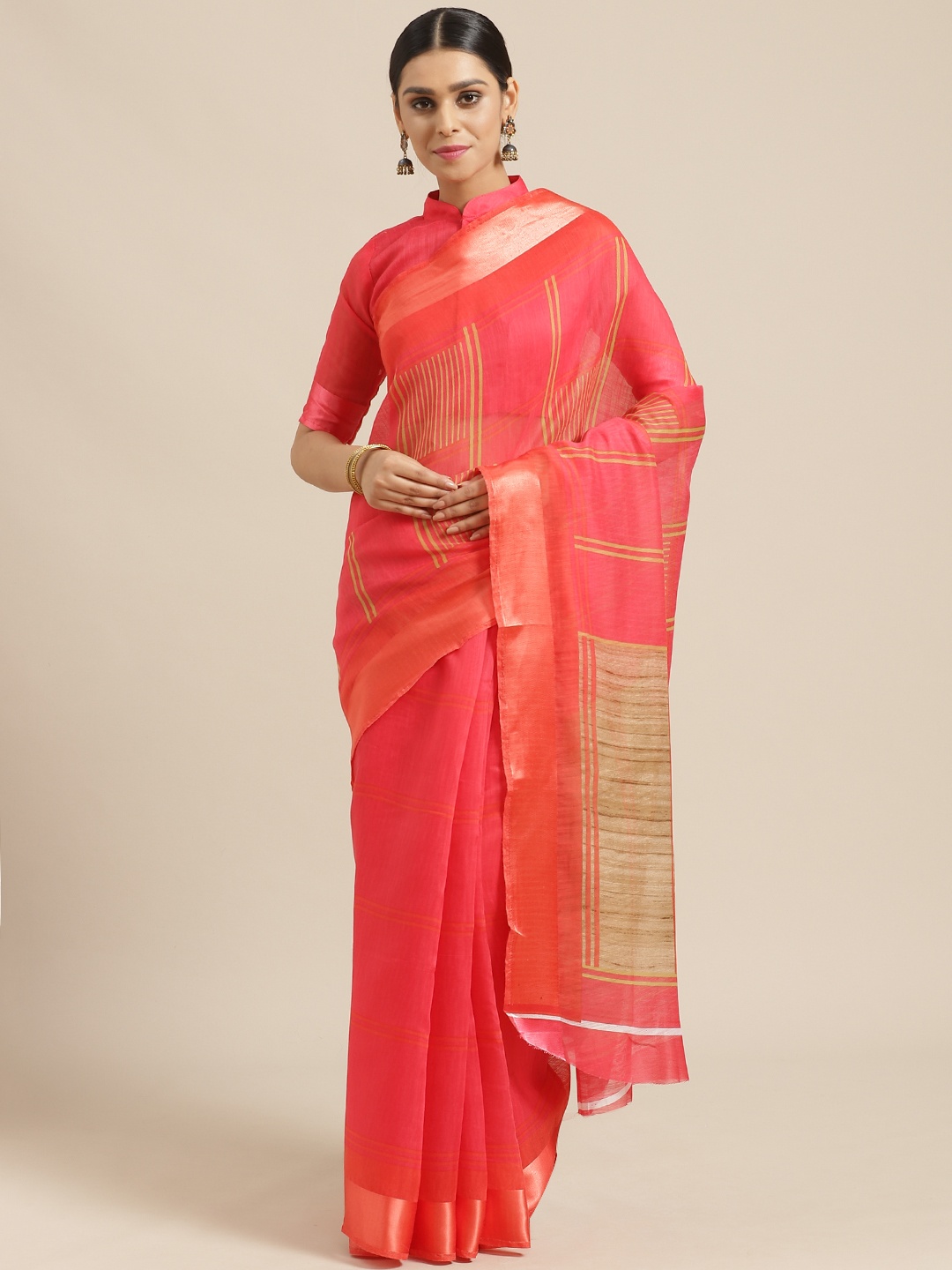 

Saree mall Pink & Green Printed Saree
