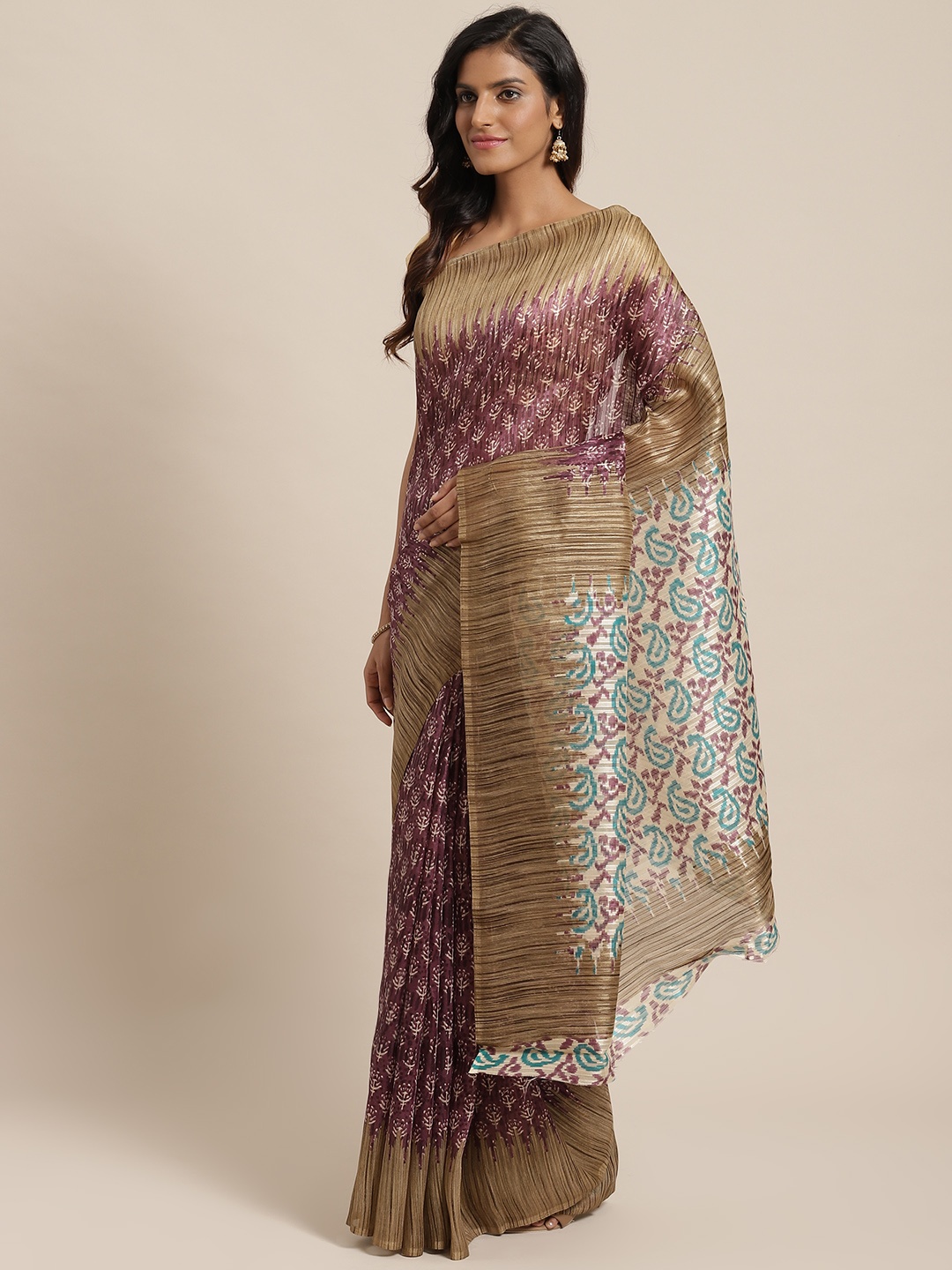 

Saree mall Magenta & Beige Printed Saree