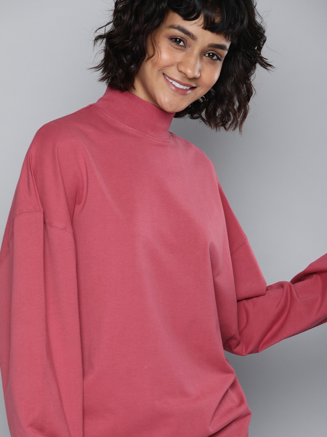 

HERE&NOW Women Pink Turtle Neck Solid Sweatshirt