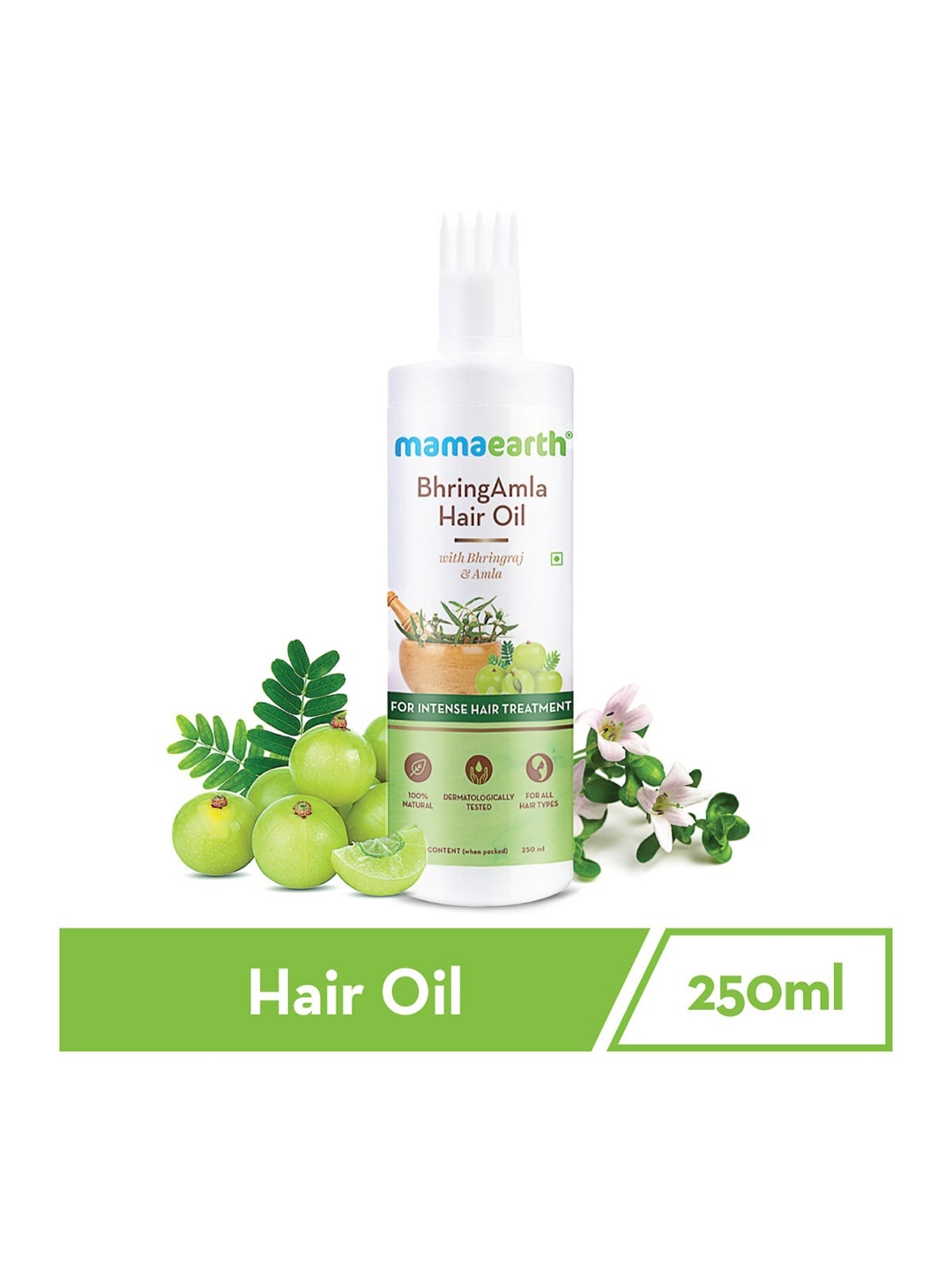 

Mamaearth BhringAmla Hair Oil with Bhringraj & Amla for Intense Hair Treatment 250 ml, White