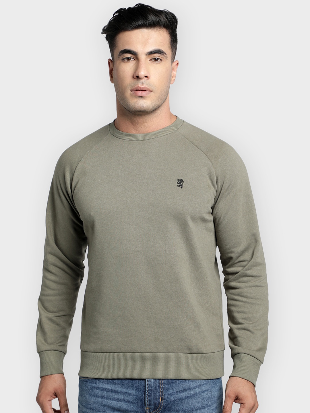 

Red Tape Men Olive Brown Solid Sweatshirt